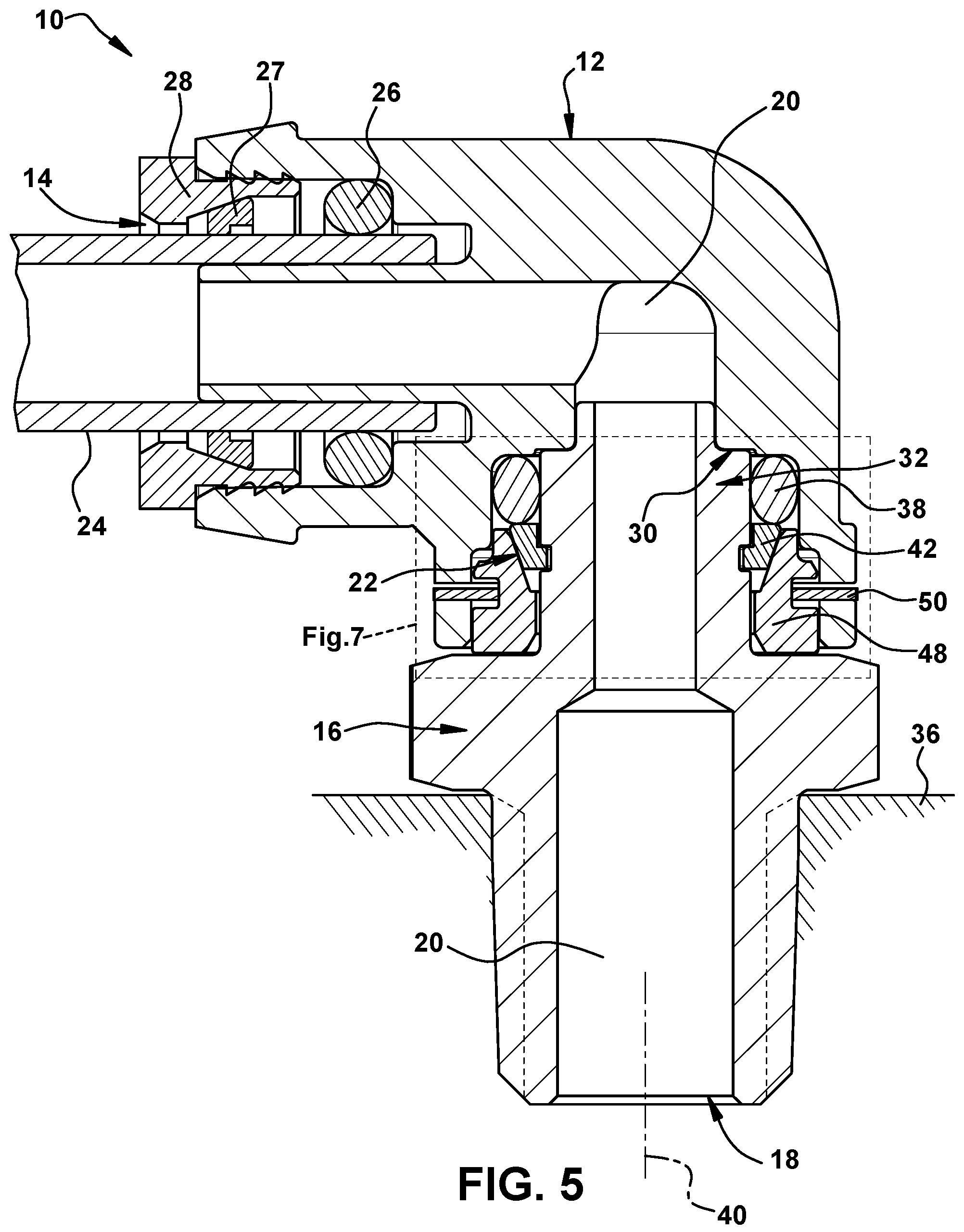 Patent US12092245 Figure 4 – Lockable swivel fitting assembly