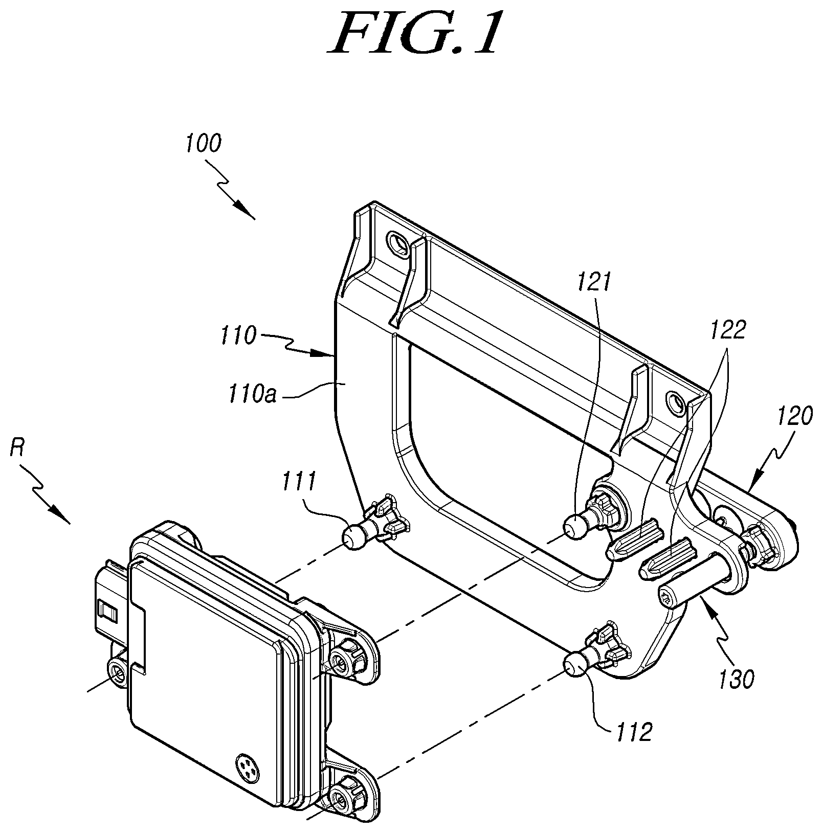Patent US12092260 Figure 1 – Mounting bracket assembly for radar device