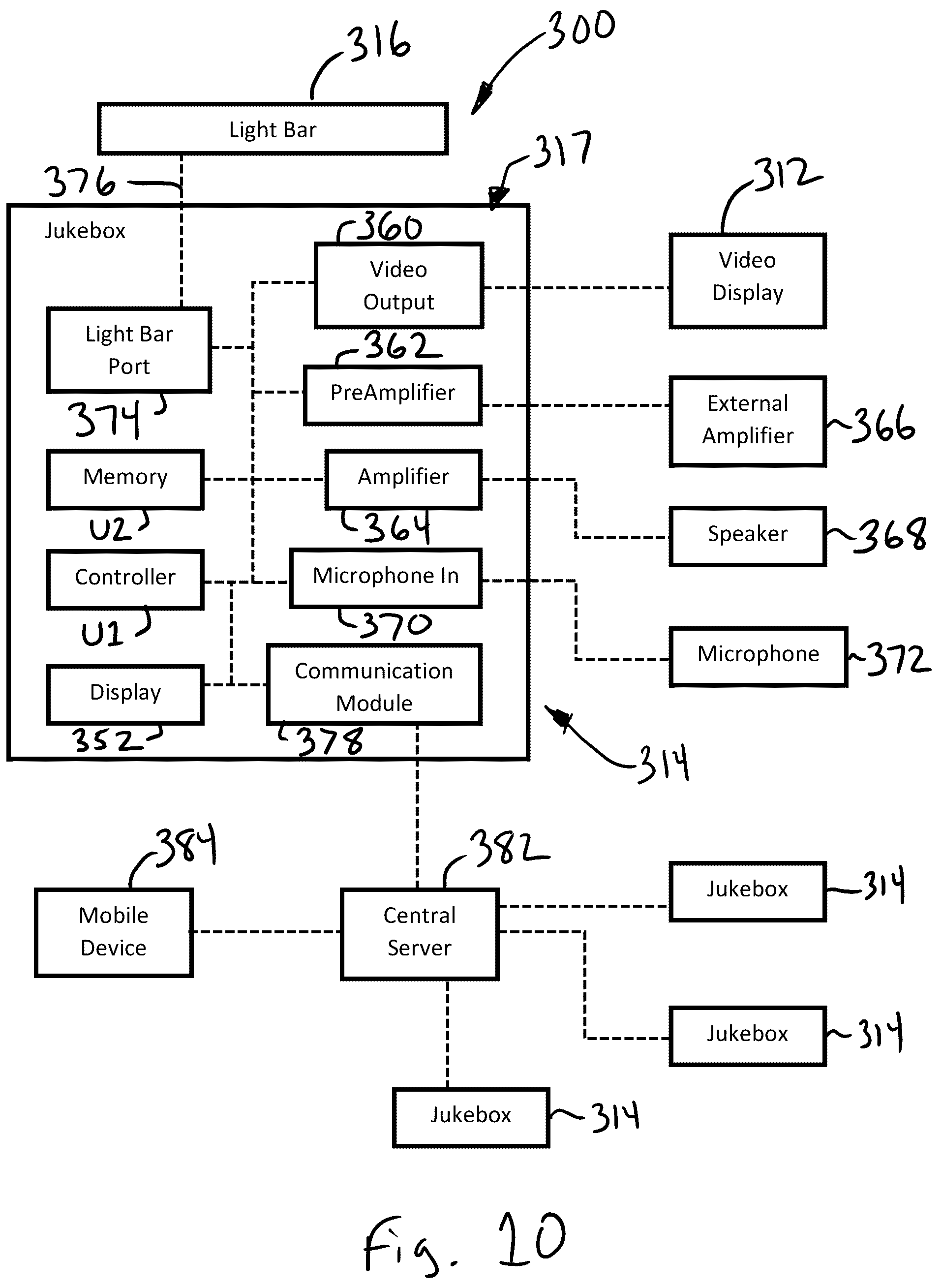 Patent US12092261 Figure 10 – Modular wall-mountable digital jukebox