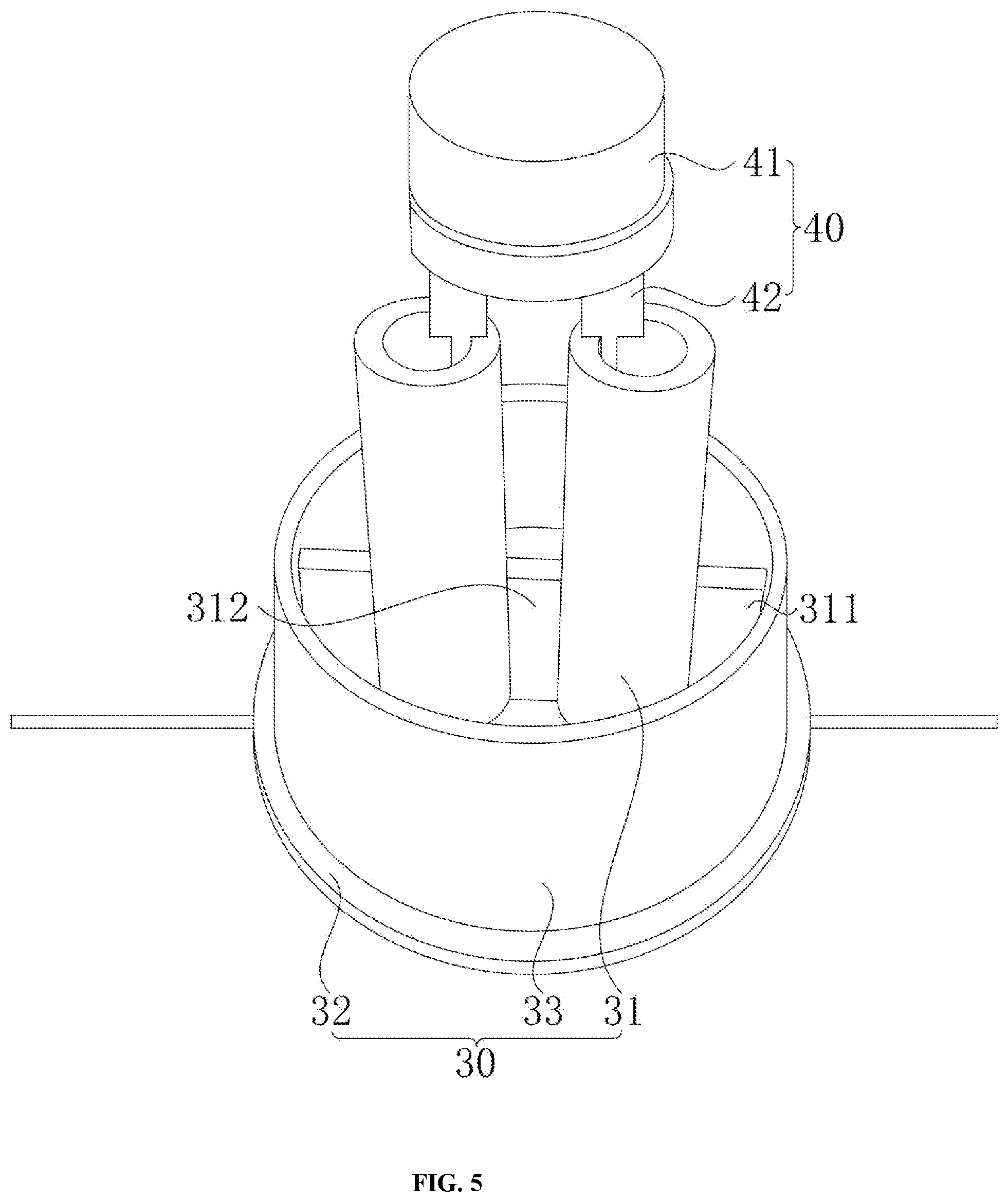 Patent US12092273 Figure 5 – Simple fluorescent filament multi-color lamp bulb