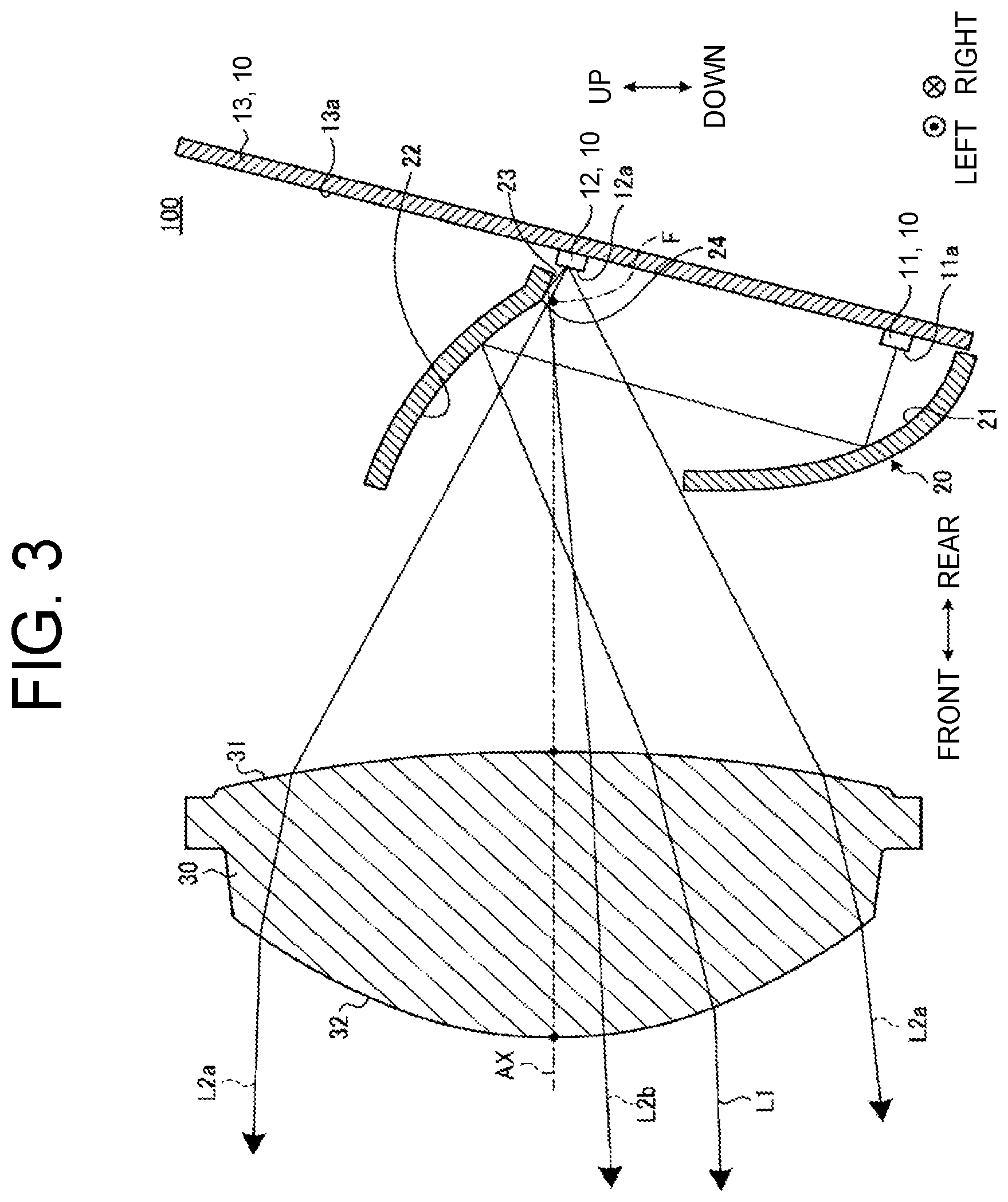 Patent US12092283 Figure 3 – Vehicular headlamp with coplanar low-beam and high-beam light sources