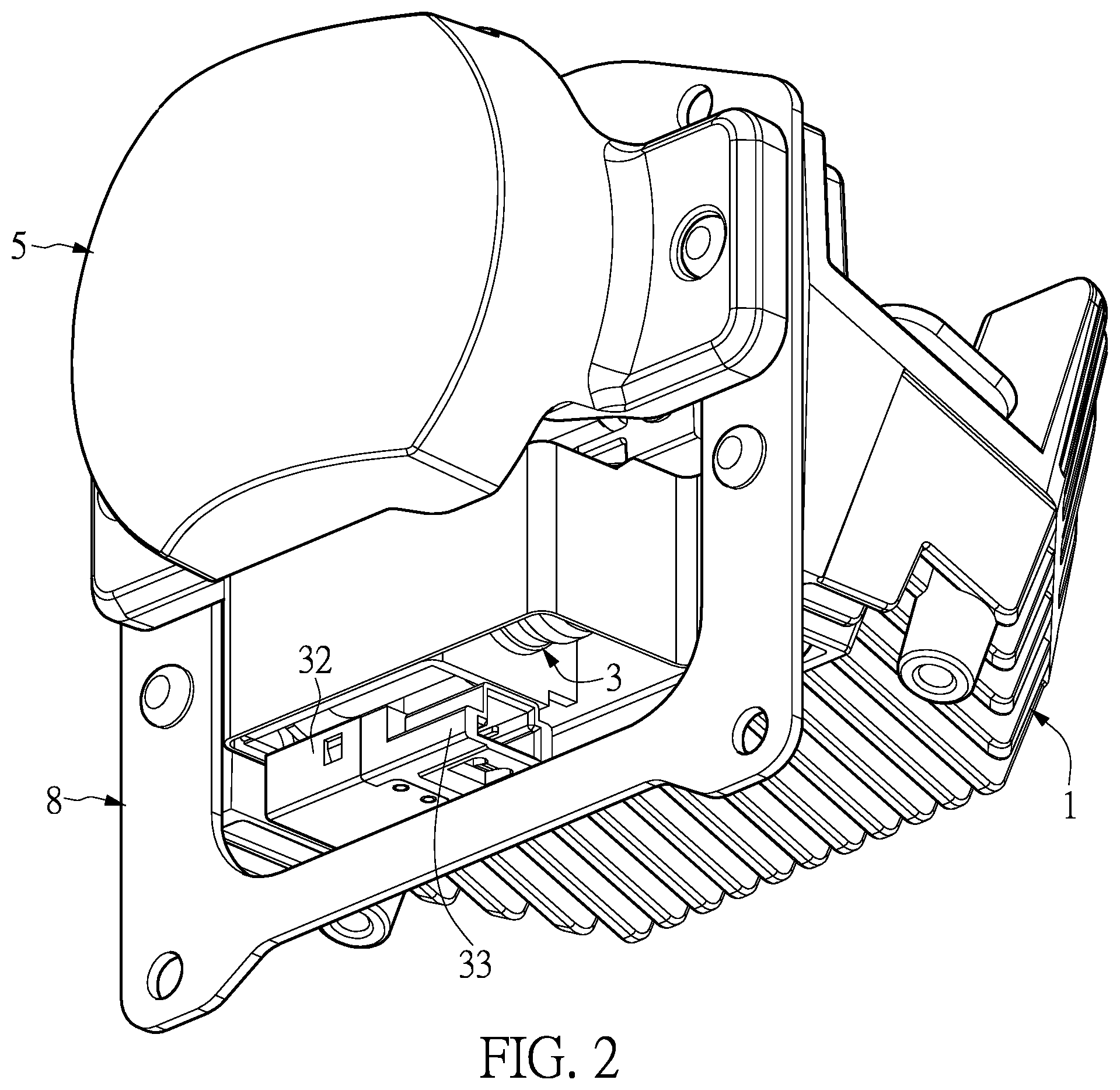 Patent US12092284 Figure 2 – Vehicle lamp having switching structure for low-beam and high-beam headlights