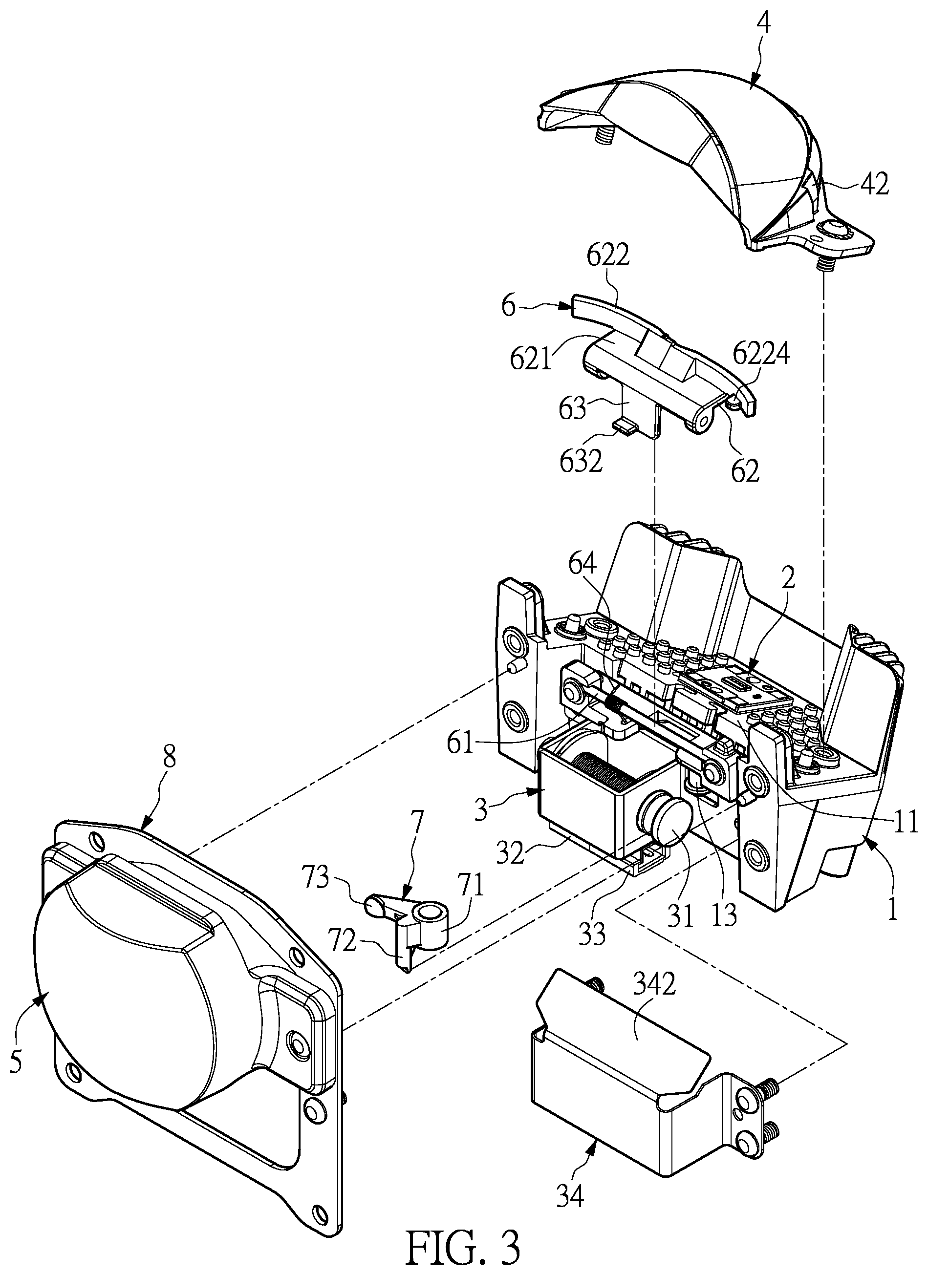 Patent US12092284 Figure 3 – Vehicle lamp having switching structure for low-beam and high-beam headlights