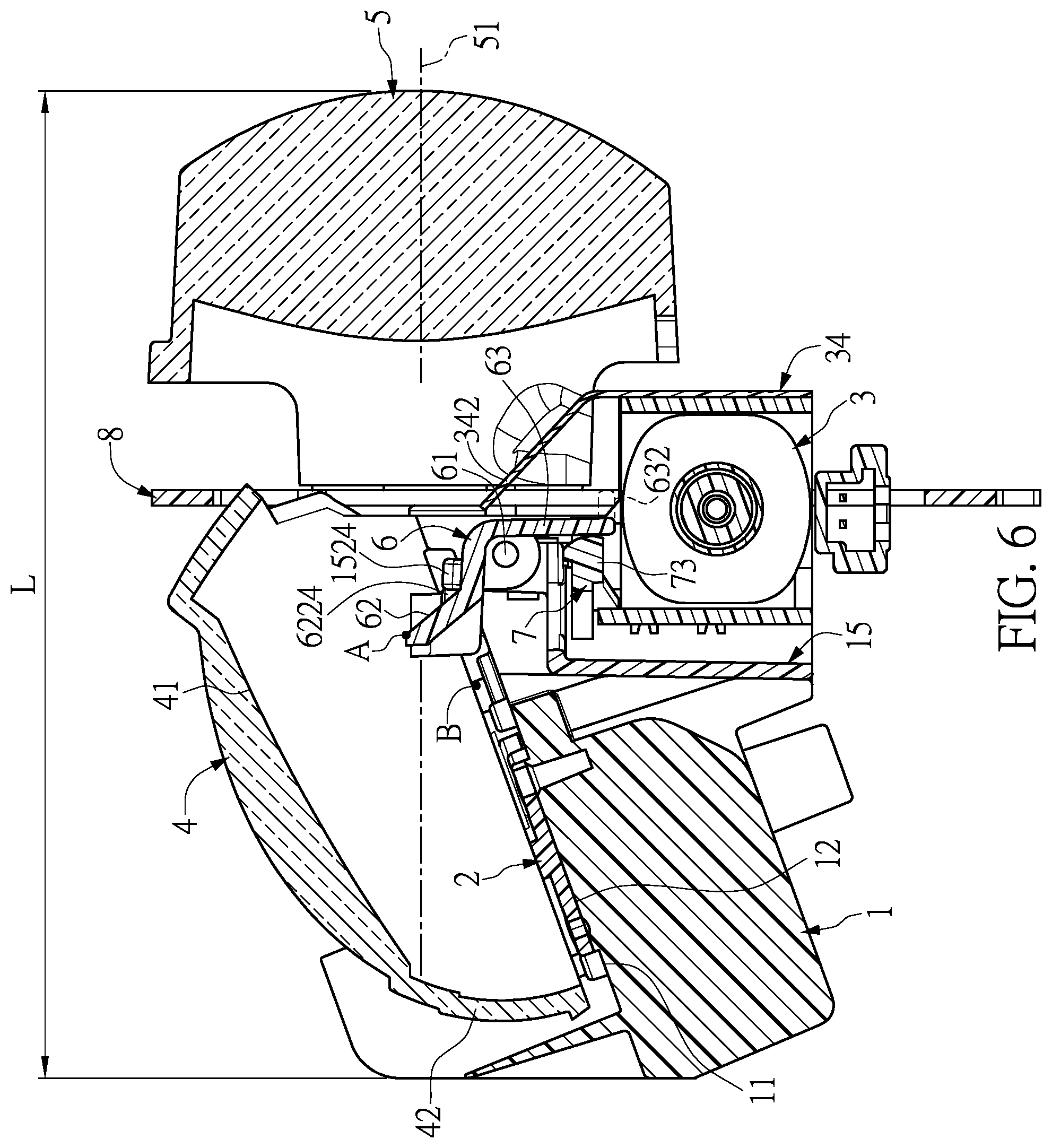 Patent US12092284 Figure 6 – Vehicle lamp having switching structure for low-beam and high-beam headlights