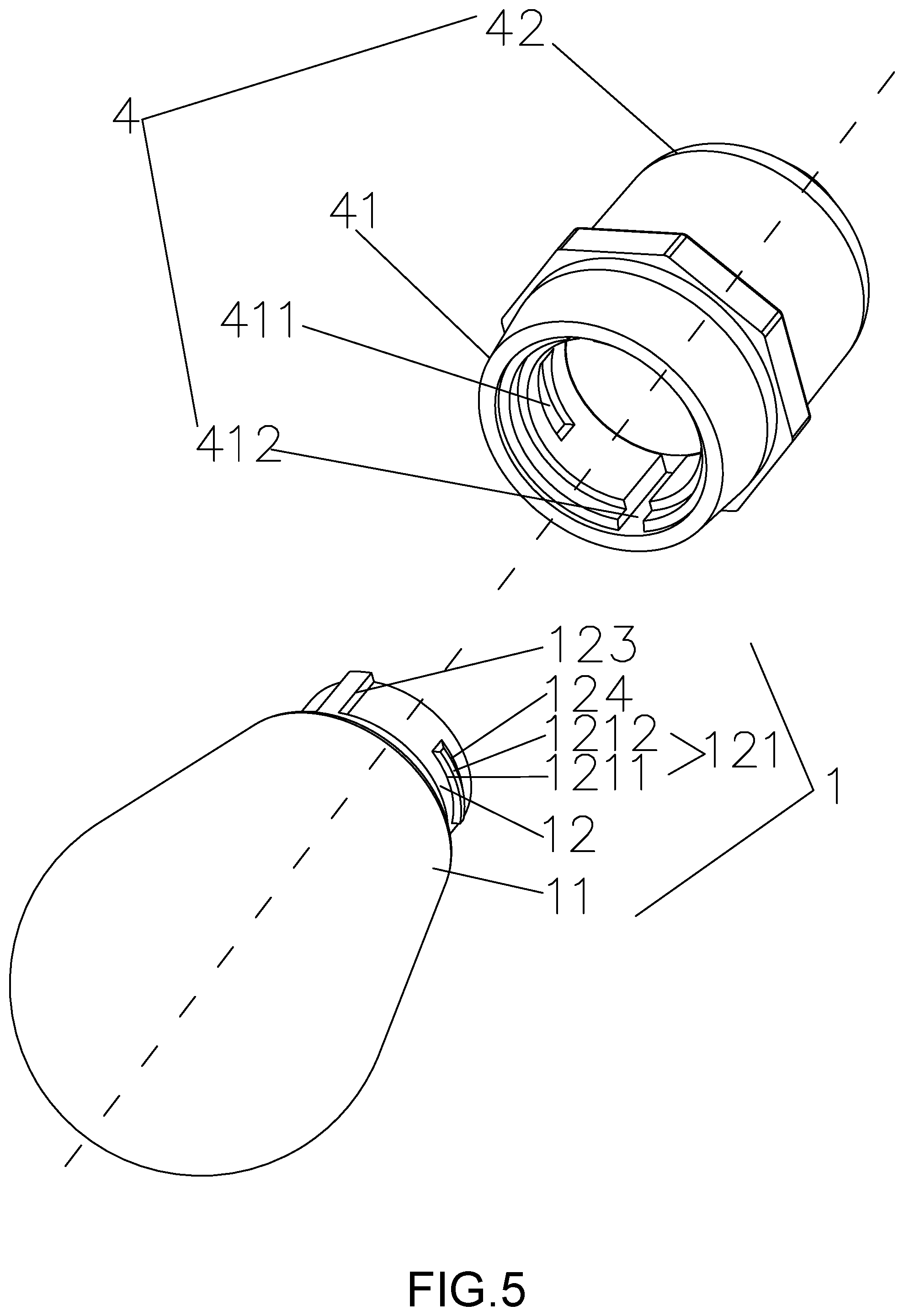 Patent US12092297 Figure 5 – Lamp containing a rotation prevention structure