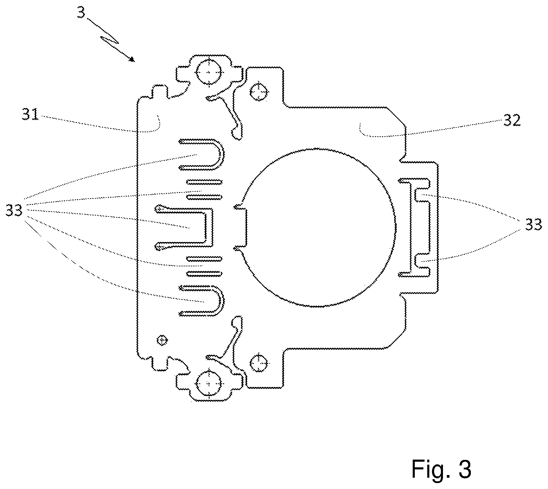 Patent US12092307 Figure 4 – Cooling device for an illumination unit on a motor vehicle