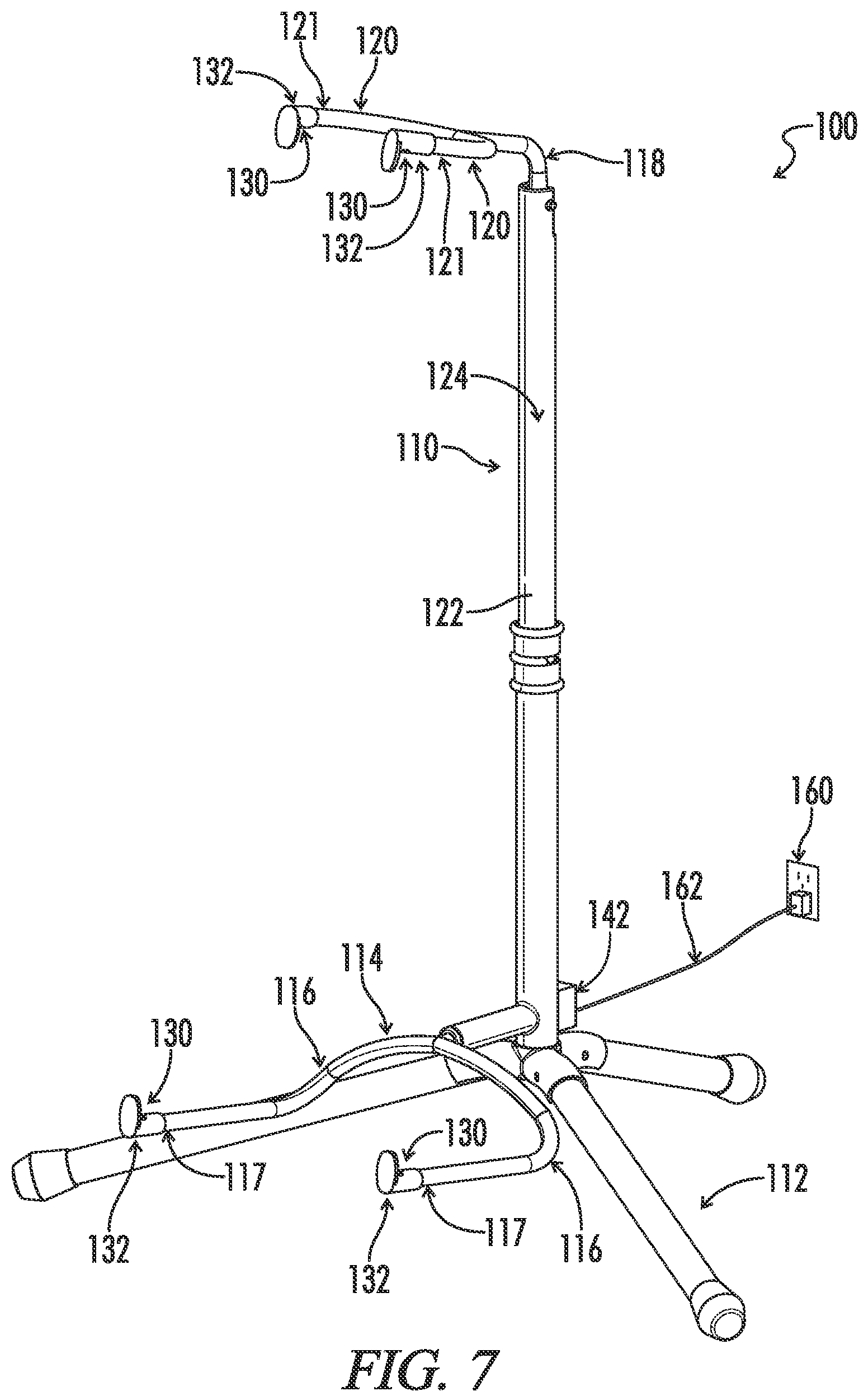Patent US12092314 Figure 8 – Illuminated guitar stand system, retrofit kit, and method thereof