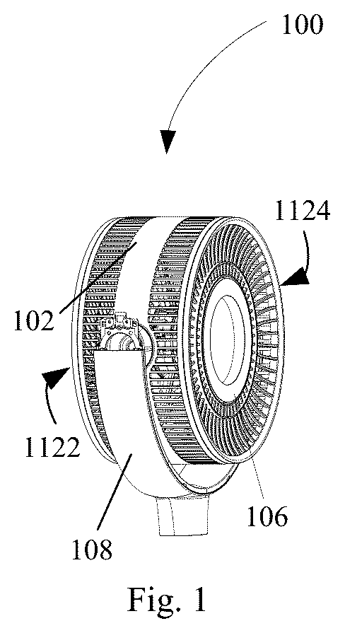 Patent US12092316 Figure 1 – Head assembly and fan apparatus