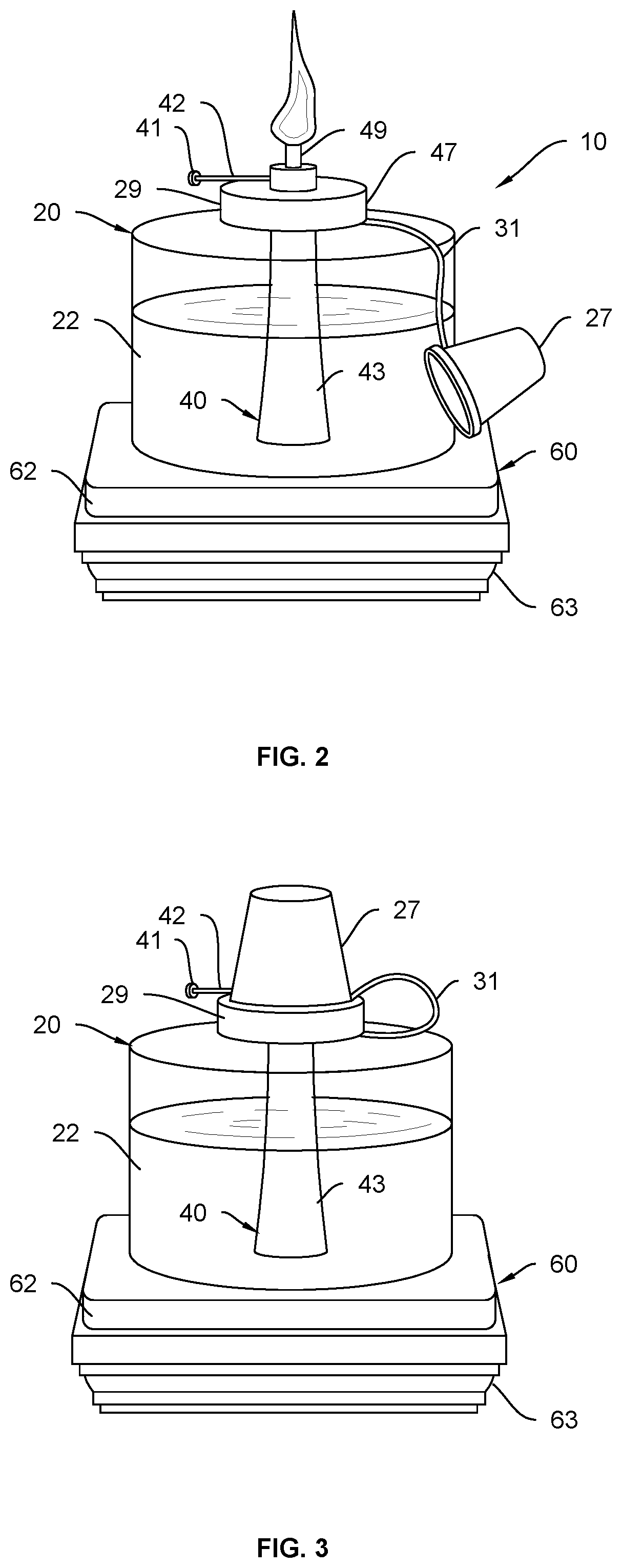 Patent US12092317 Figure 2 – Oil lamp for deck railing