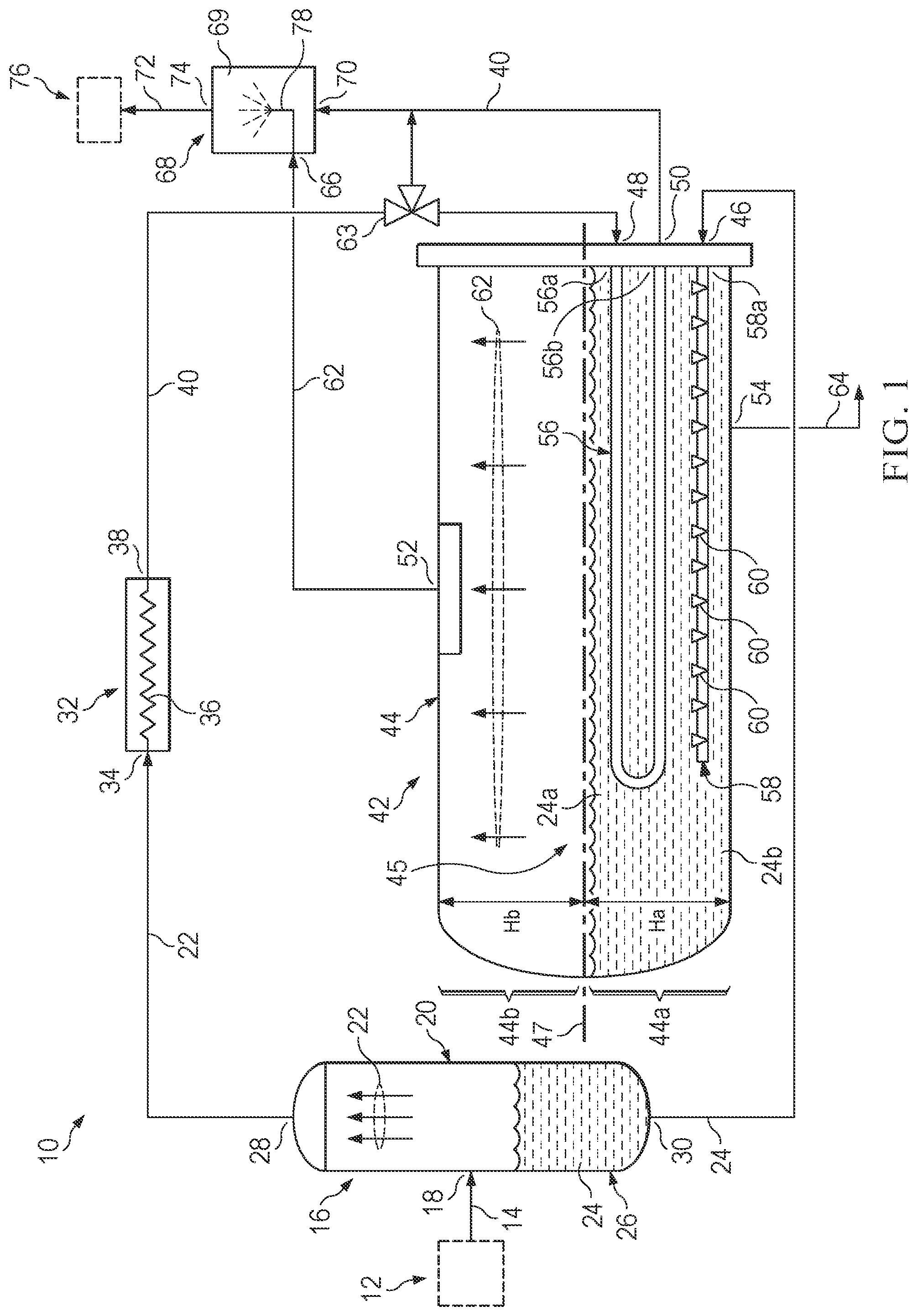 Patent US12092322 Figure 1 – Steam generation system with submerged superheater coil