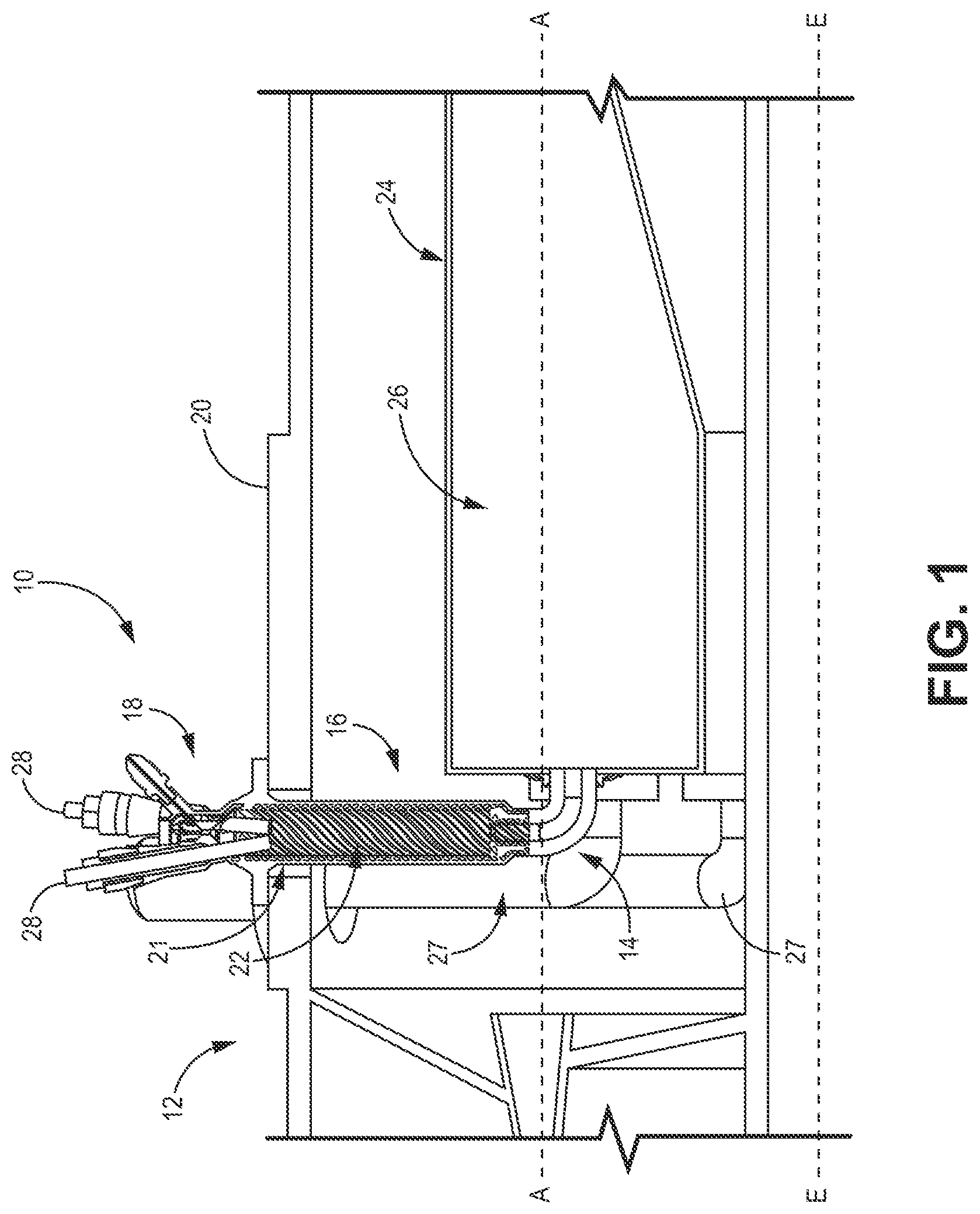 Patent US12092333 Figure 1 – Radially oriented internally mounted continuous ignition device