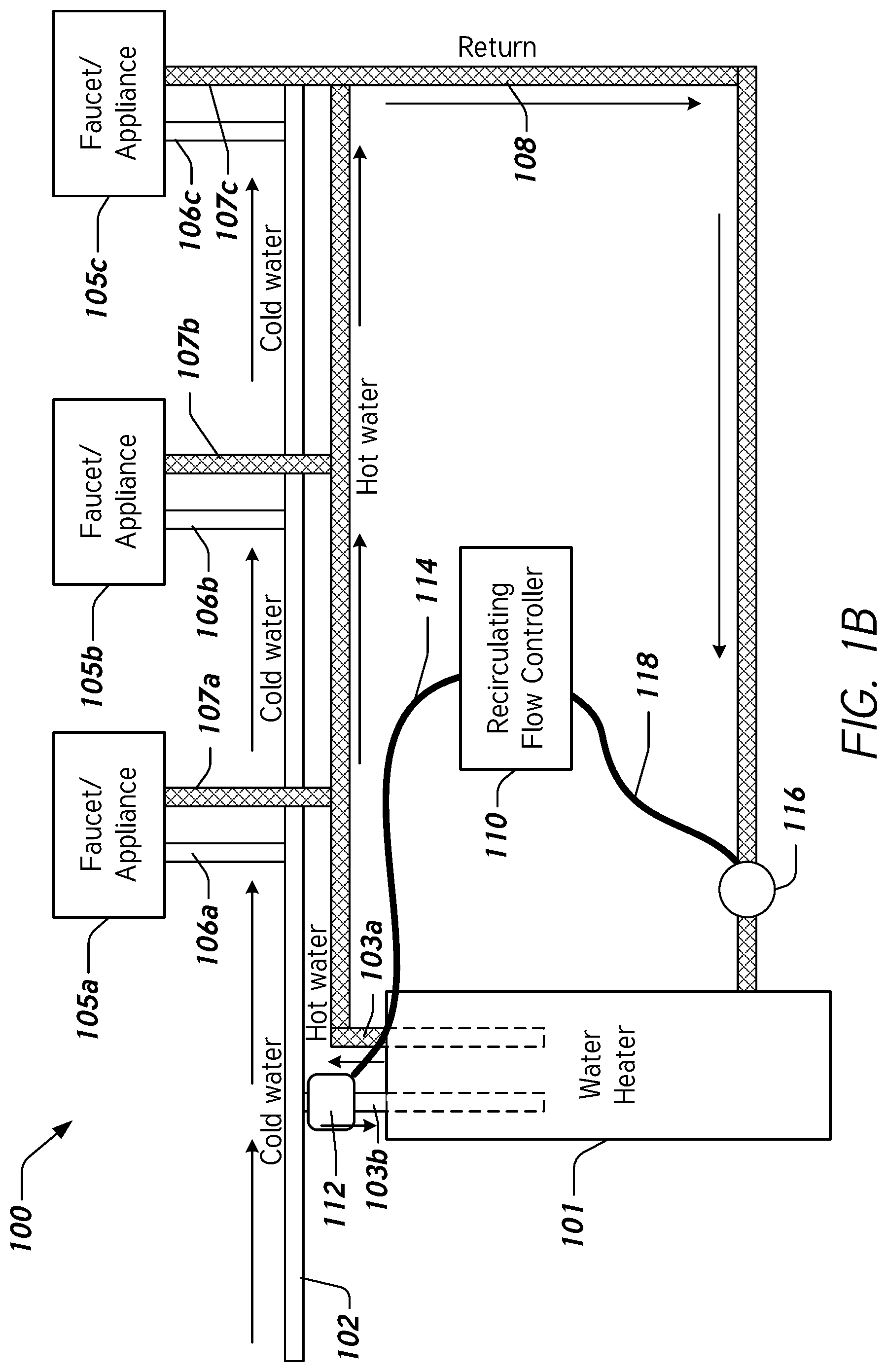 Patent US12092344 Figure 2 – Controlling hot water recirculation