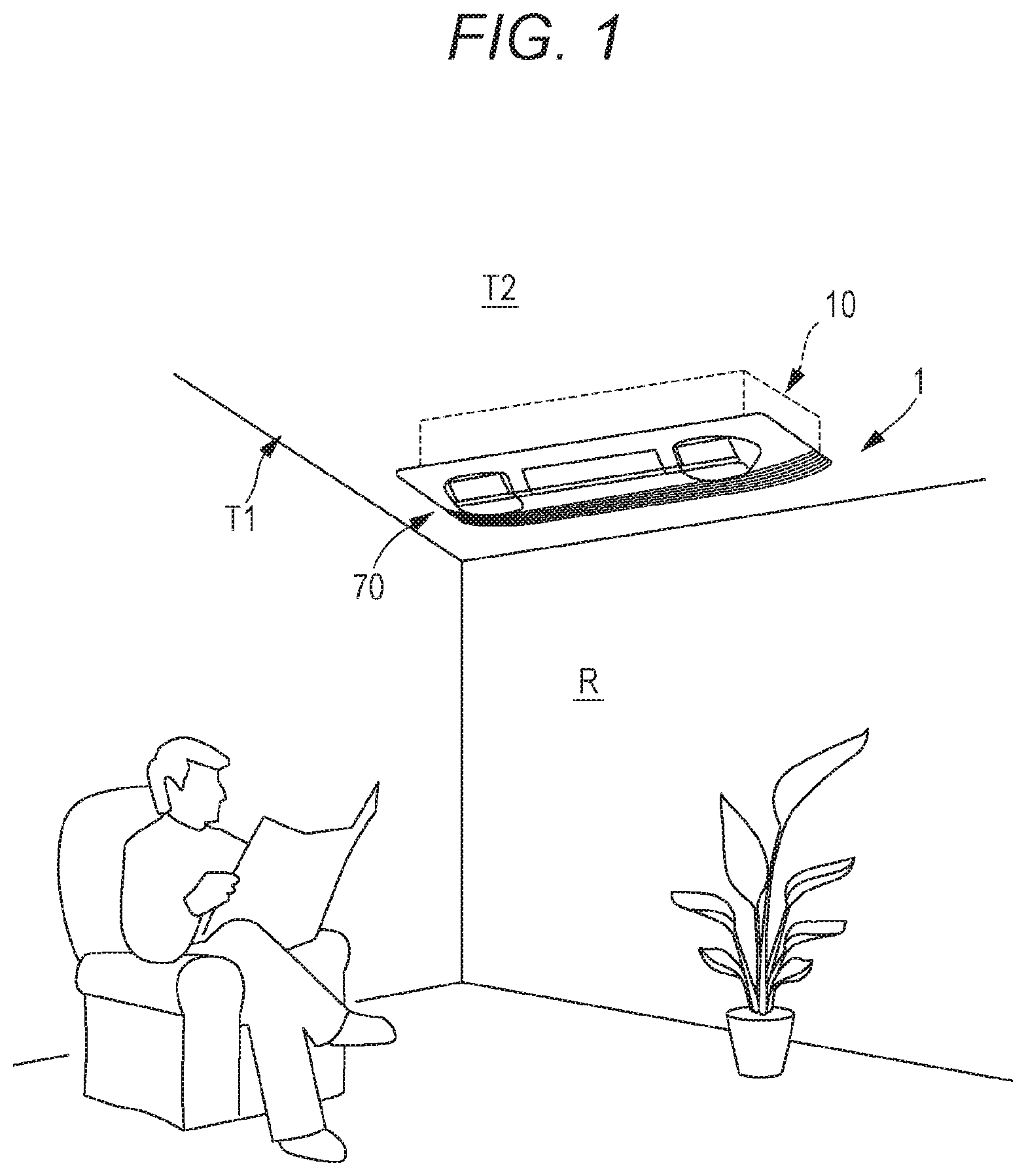 Patent US12092346 — Ceiling-embedded air conditioner — Figure 1