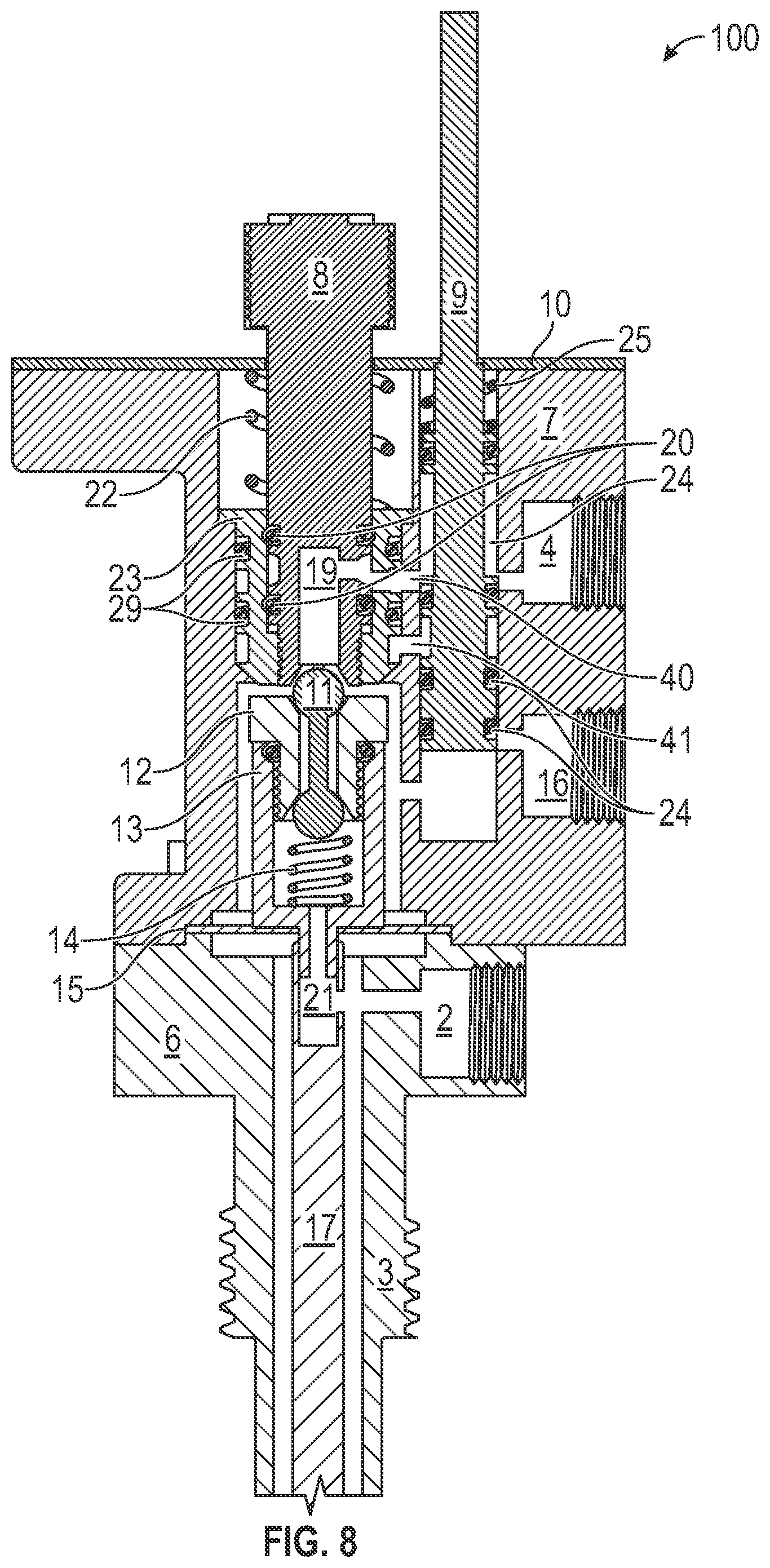 Patent US12092355 Figure 9 – High and low temperature shutdown pneumatic thermostat and method