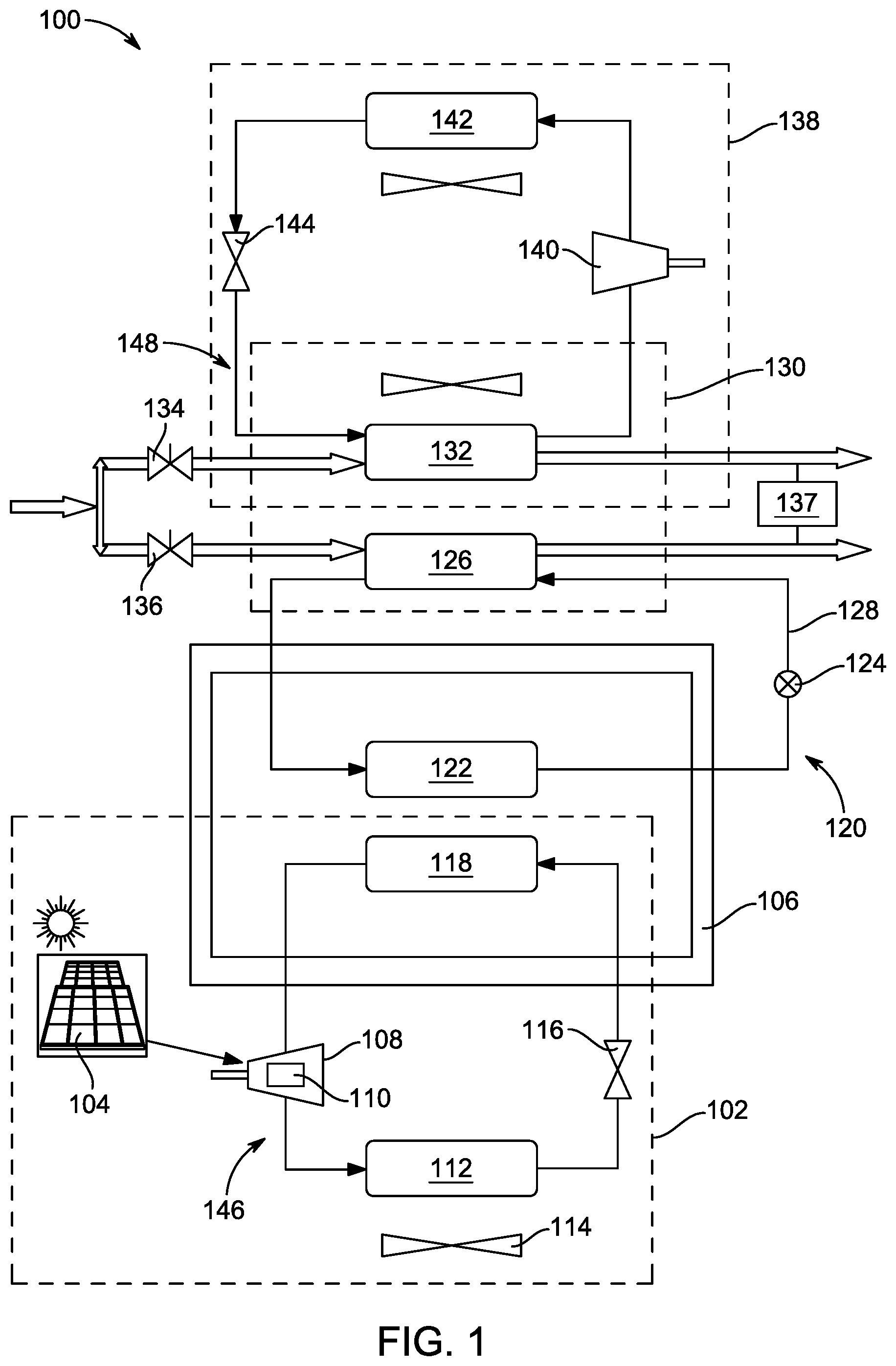 Patent US12092360 Figure 1 – Solar photovoltaic powered phase change material thermal energy storage system
