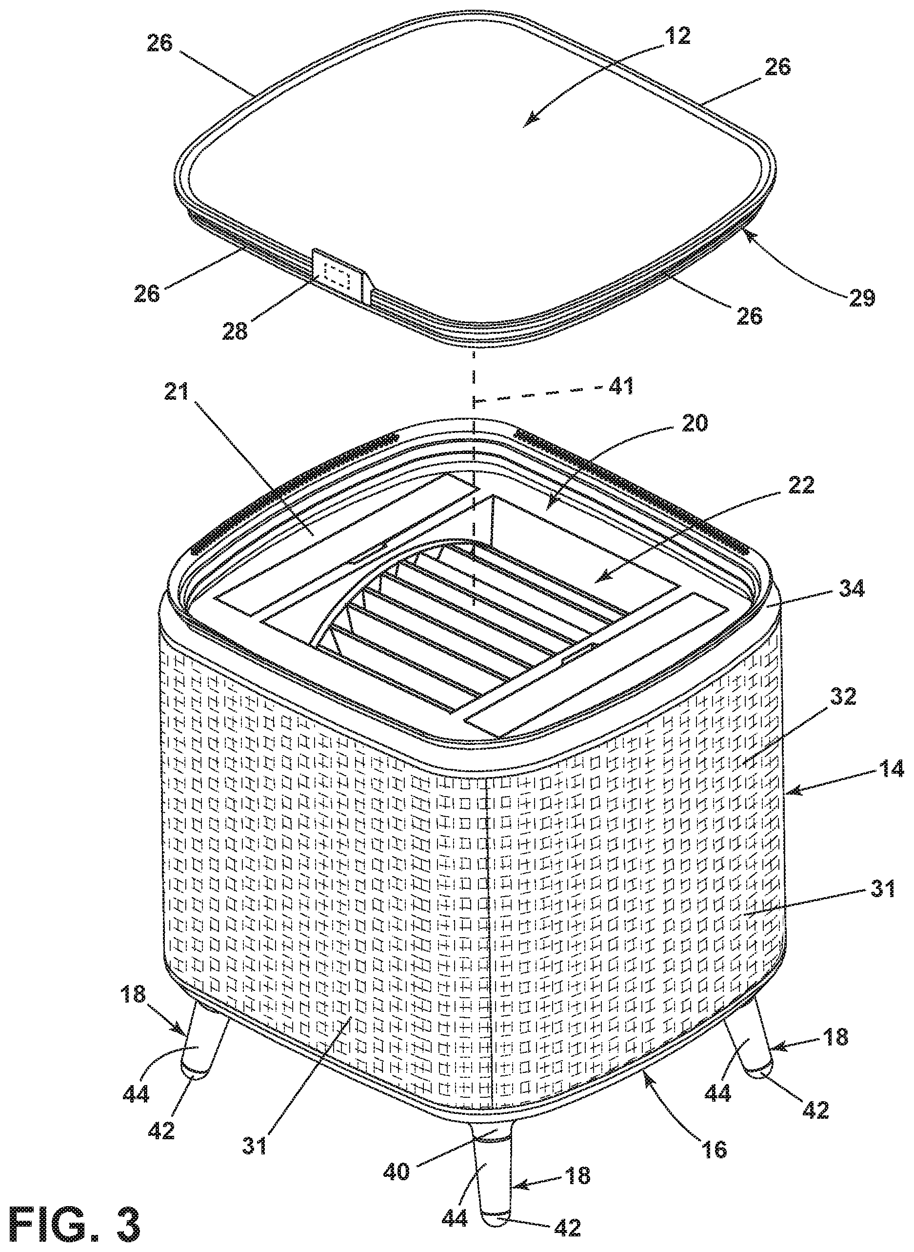 Patent US12092363 Figure 3 – Air purifier in a furniture article