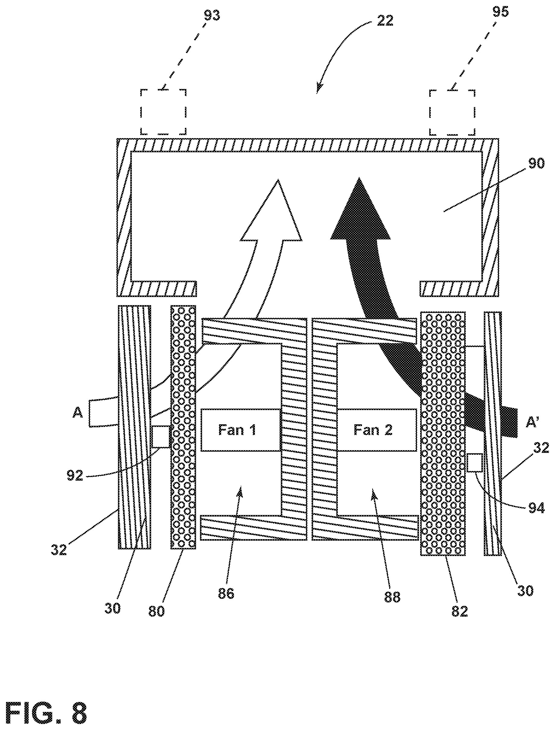 Patent US12092363 Figure 8 – Air purifier in a furniture article
