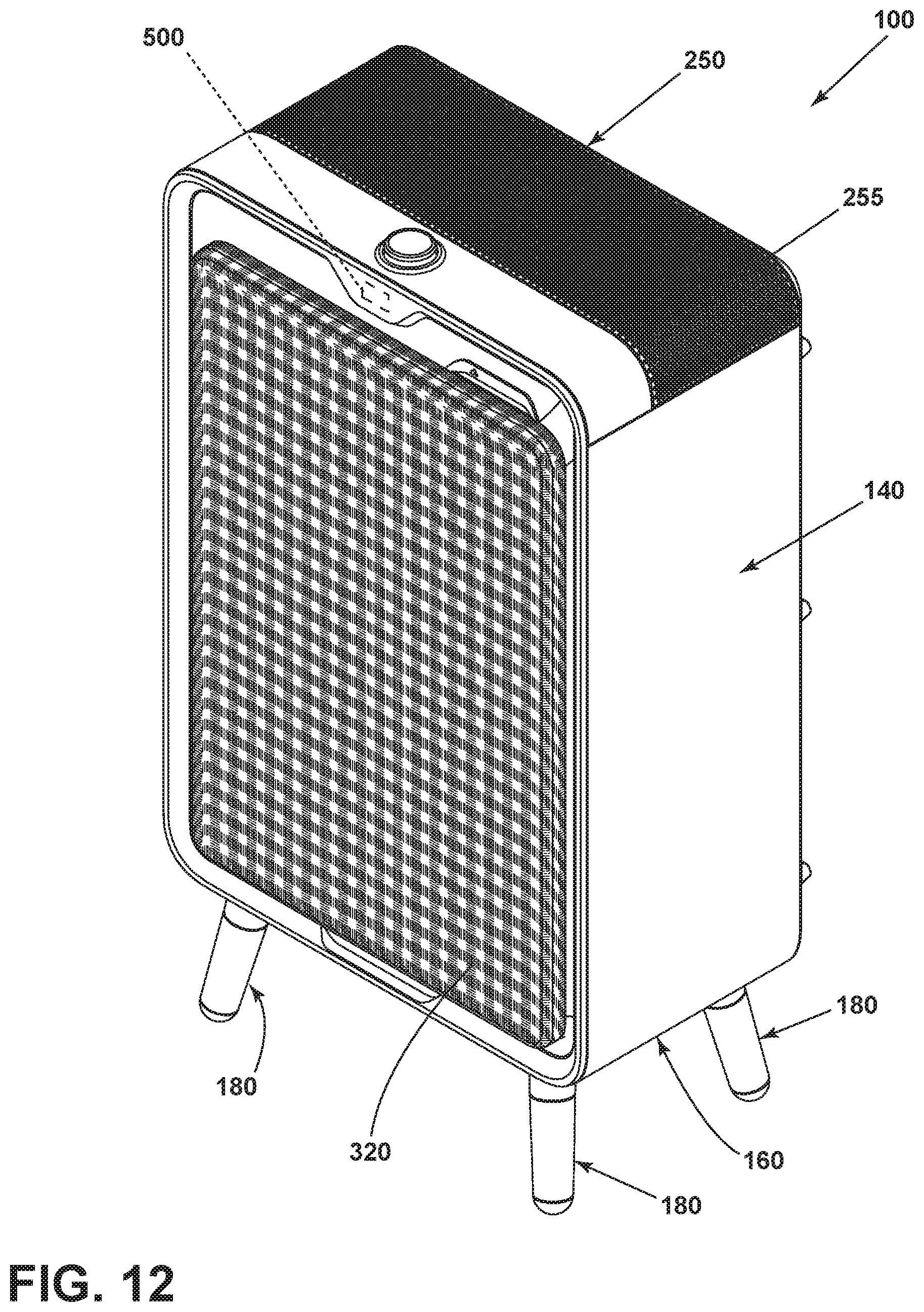 Patent US12092363 Figure 12 – Air purifier in a furniture article
