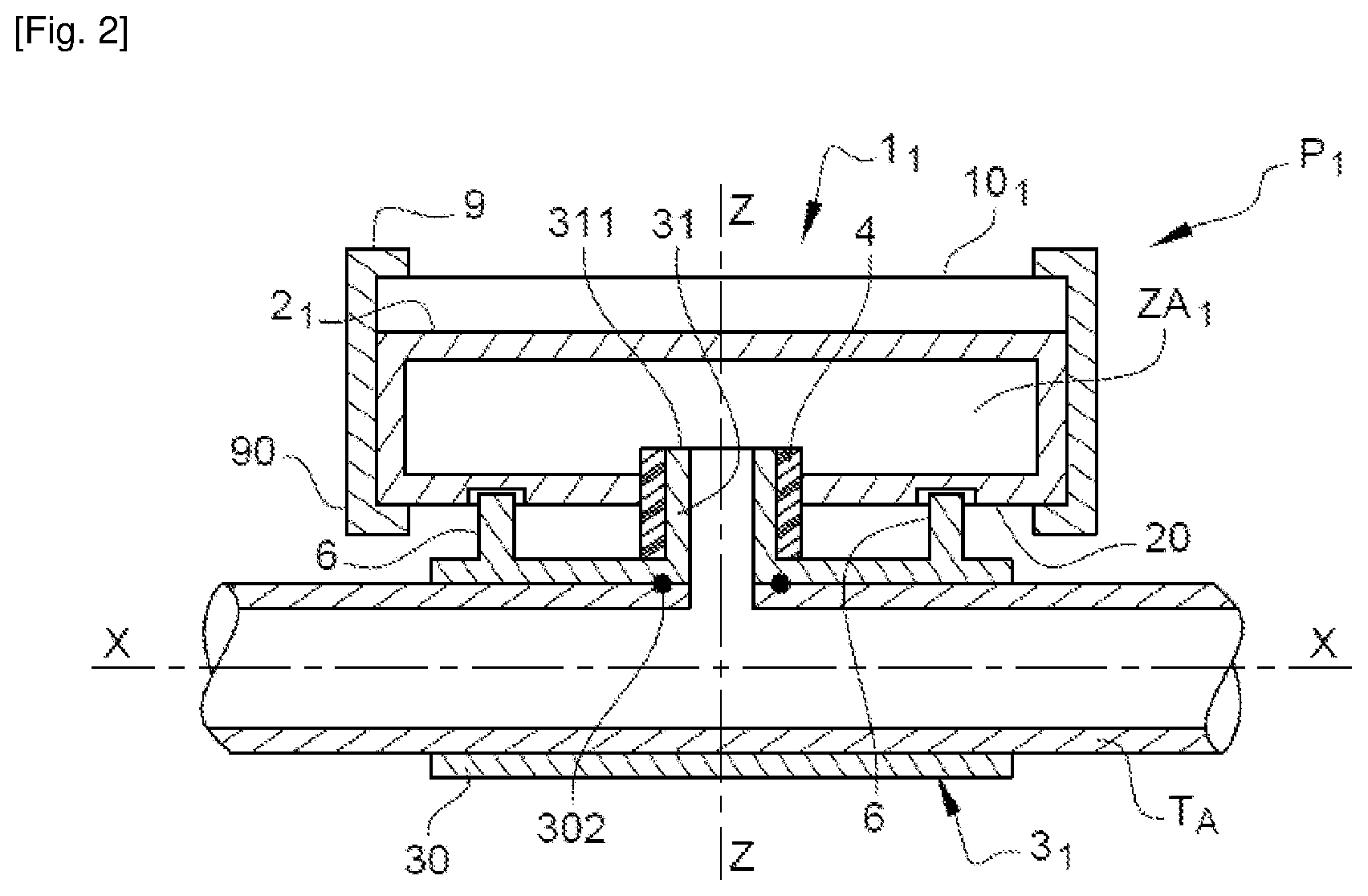 Patent US12092372 Figure 2 – Installation comprising a connector for the fluid connection of a heat exchanger of at least one hybrid solar panel