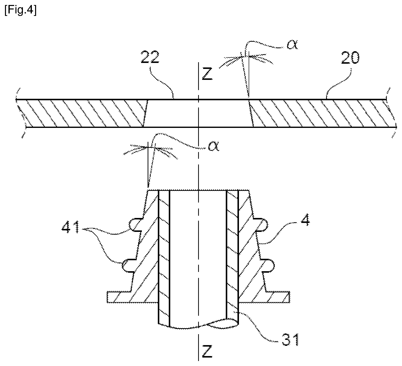 Patent US12092372 Figure 4 – Installation comprising a connector for the fluid connection of a heat exchanger of at least one hybrid solar panel