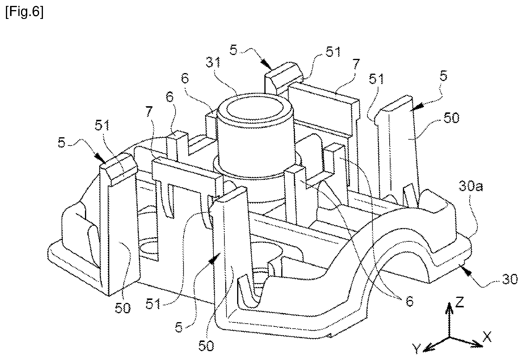 Patent US12092372 Figure 6 – Installation comprising a connector for the fluid connection of a heat exchanger of at least one hybrid solar panel