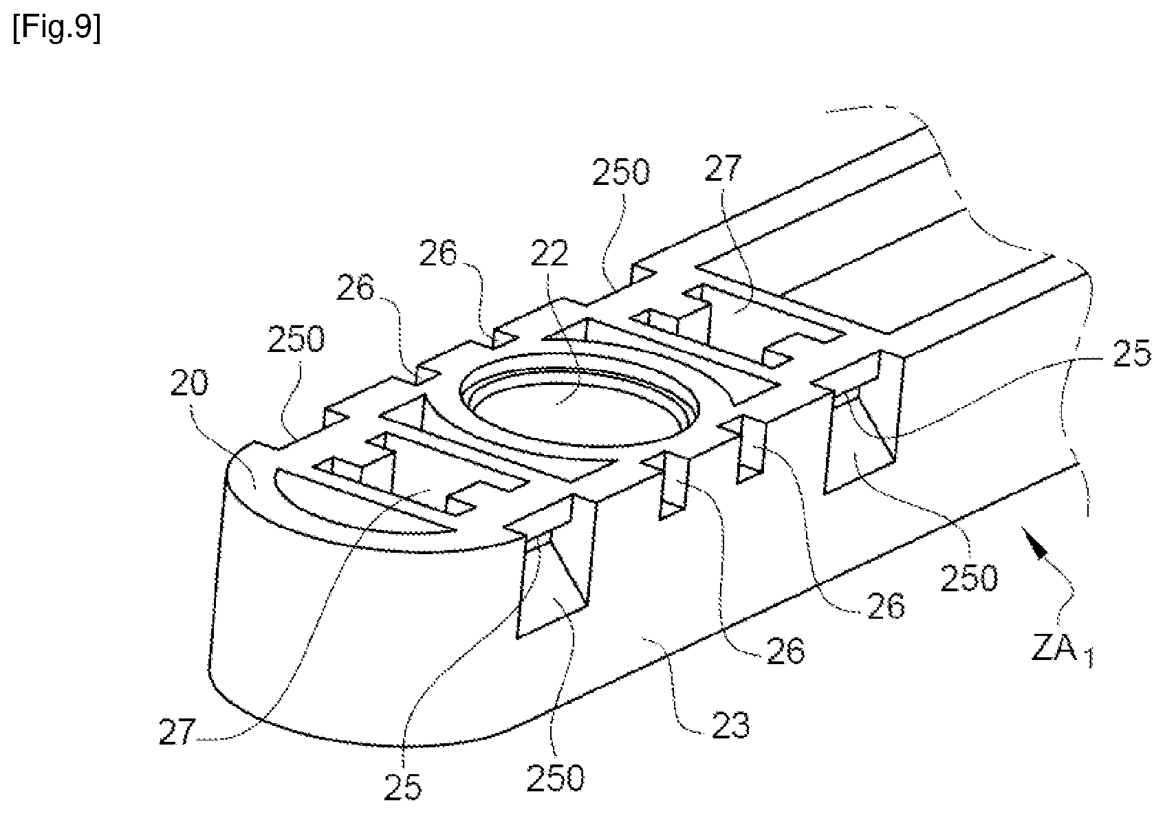 Patent US12092372 Figure 9 – Installation comprising a connector for the fluid connection of a heat exchanger of at least one hybrid solar panel