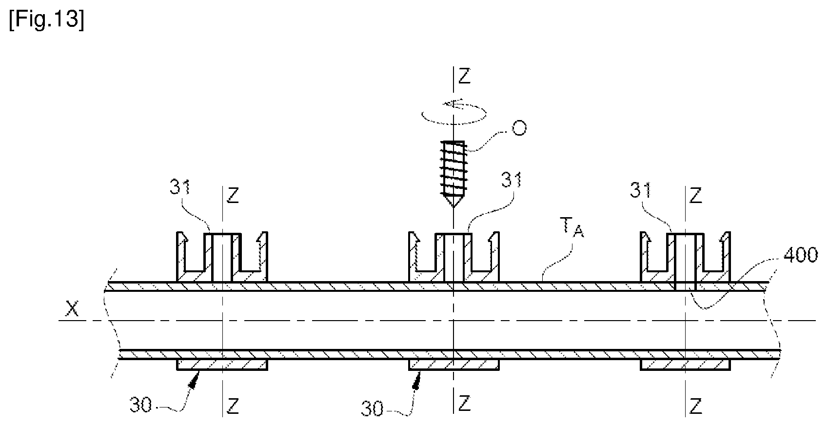 Patent US12092372 Figure 13 – Installation comprising a connector for the fluid connection of a heat exchanger of at least one hybrid solar panel