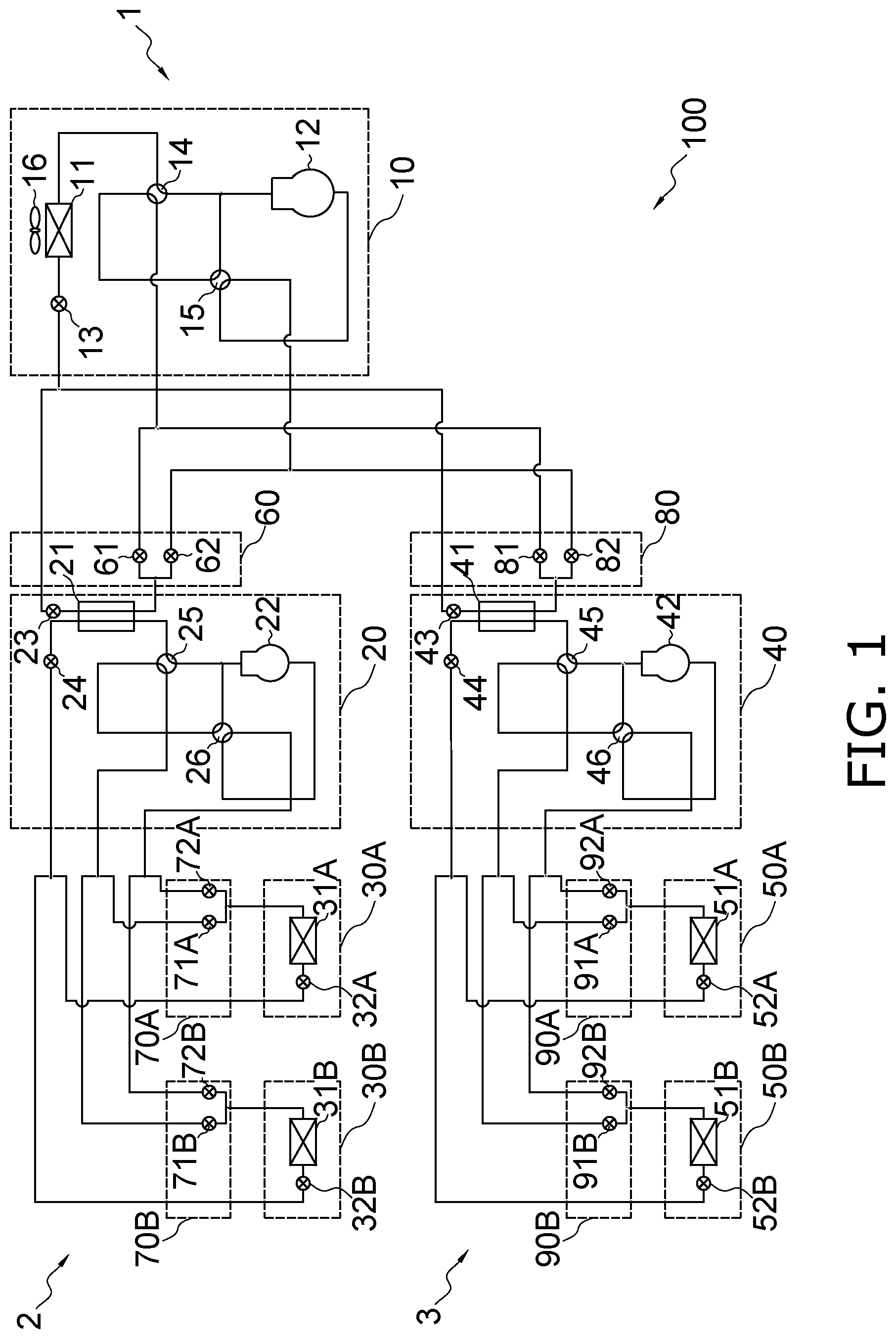 Patent US12092374 Figure 1 – Refrigerant cycle system