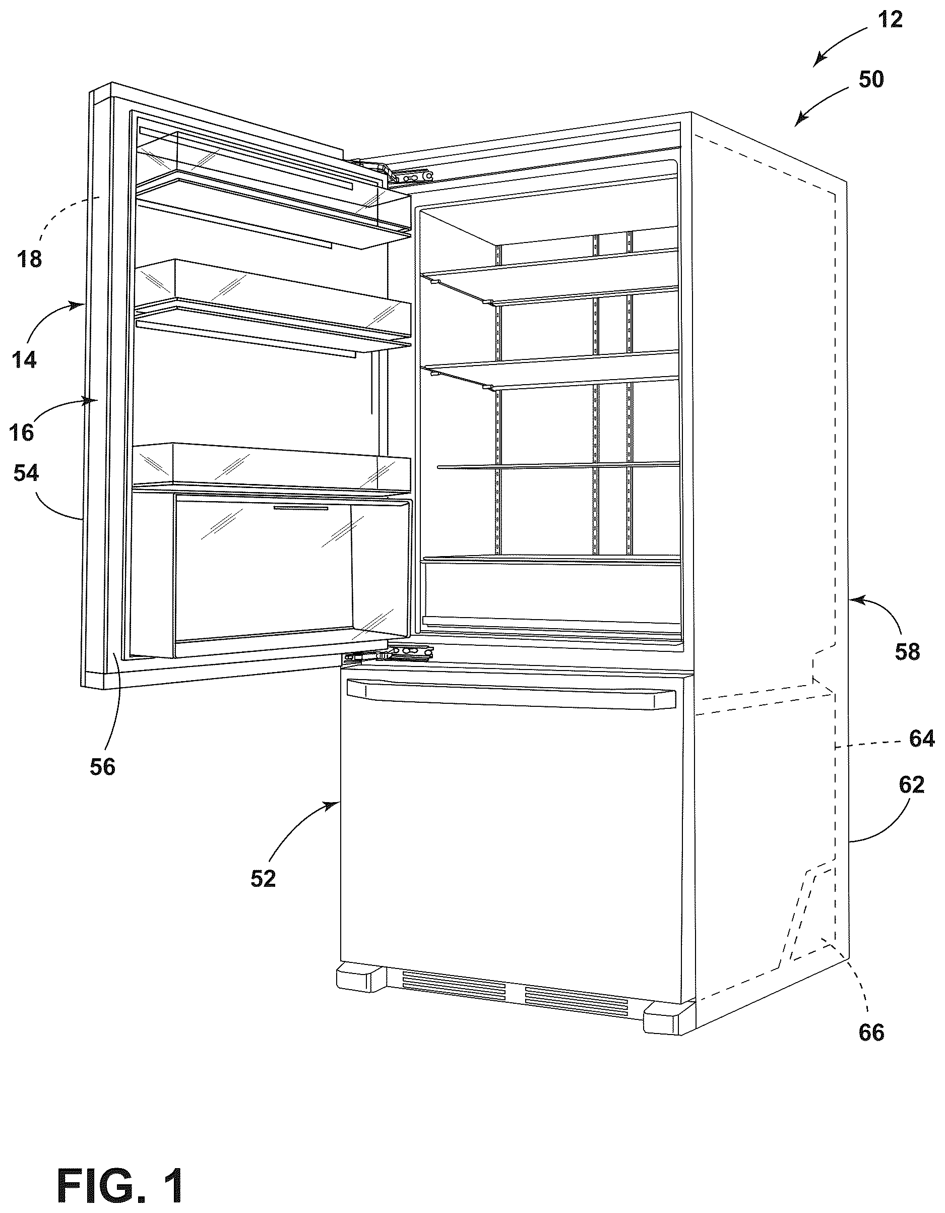 Patent US12092388 Figure 1 – Connector assembly for vacuum insulated structures