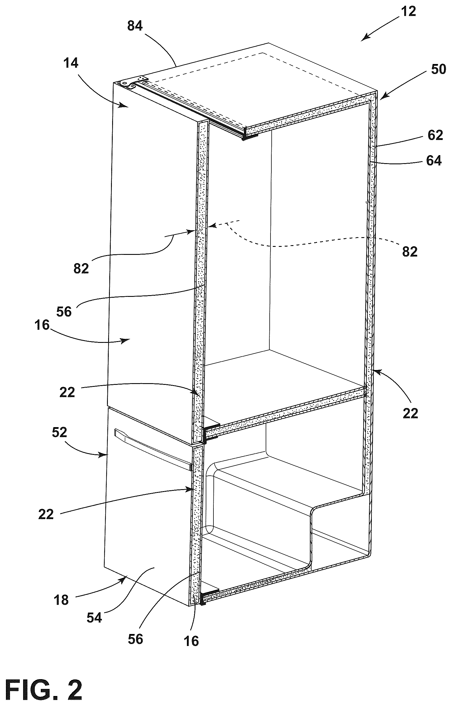 Patent US12092388 Figure 2 – Connector assembly for vacuum insulated structures