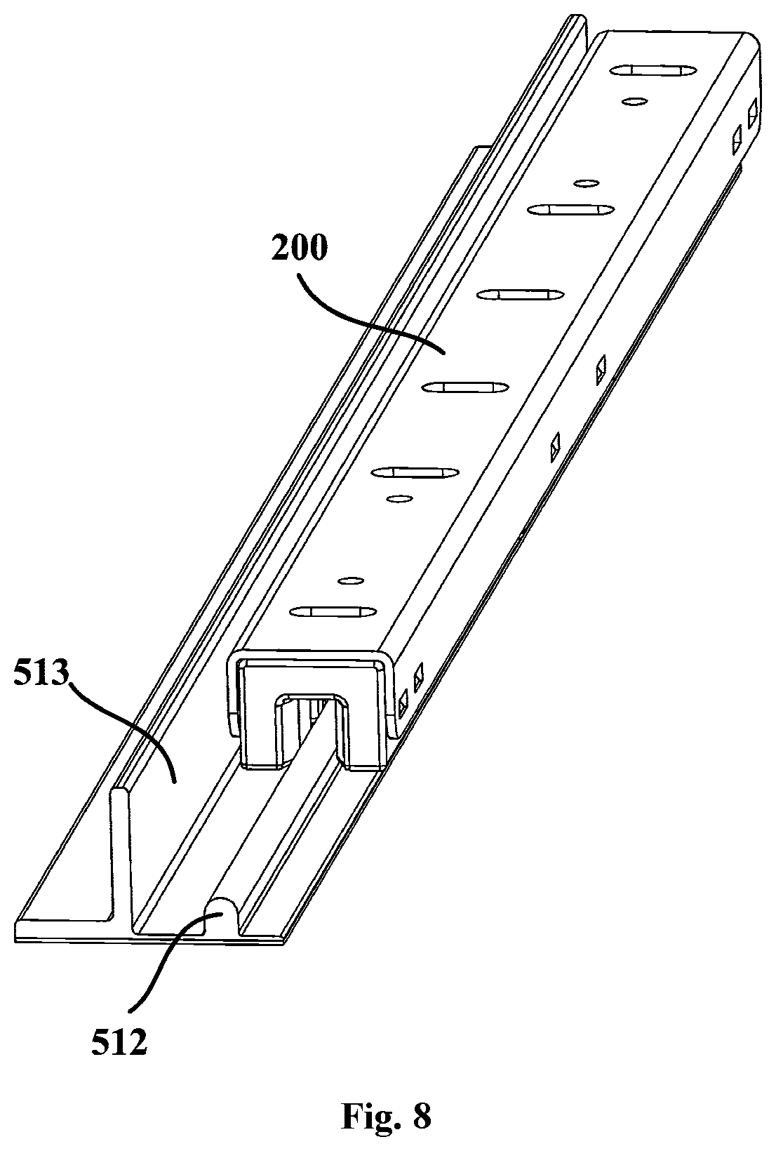 Patent US12092389 Figure 5 – Built-in refrigerator and installation device and auxiliary installation assembly therefor