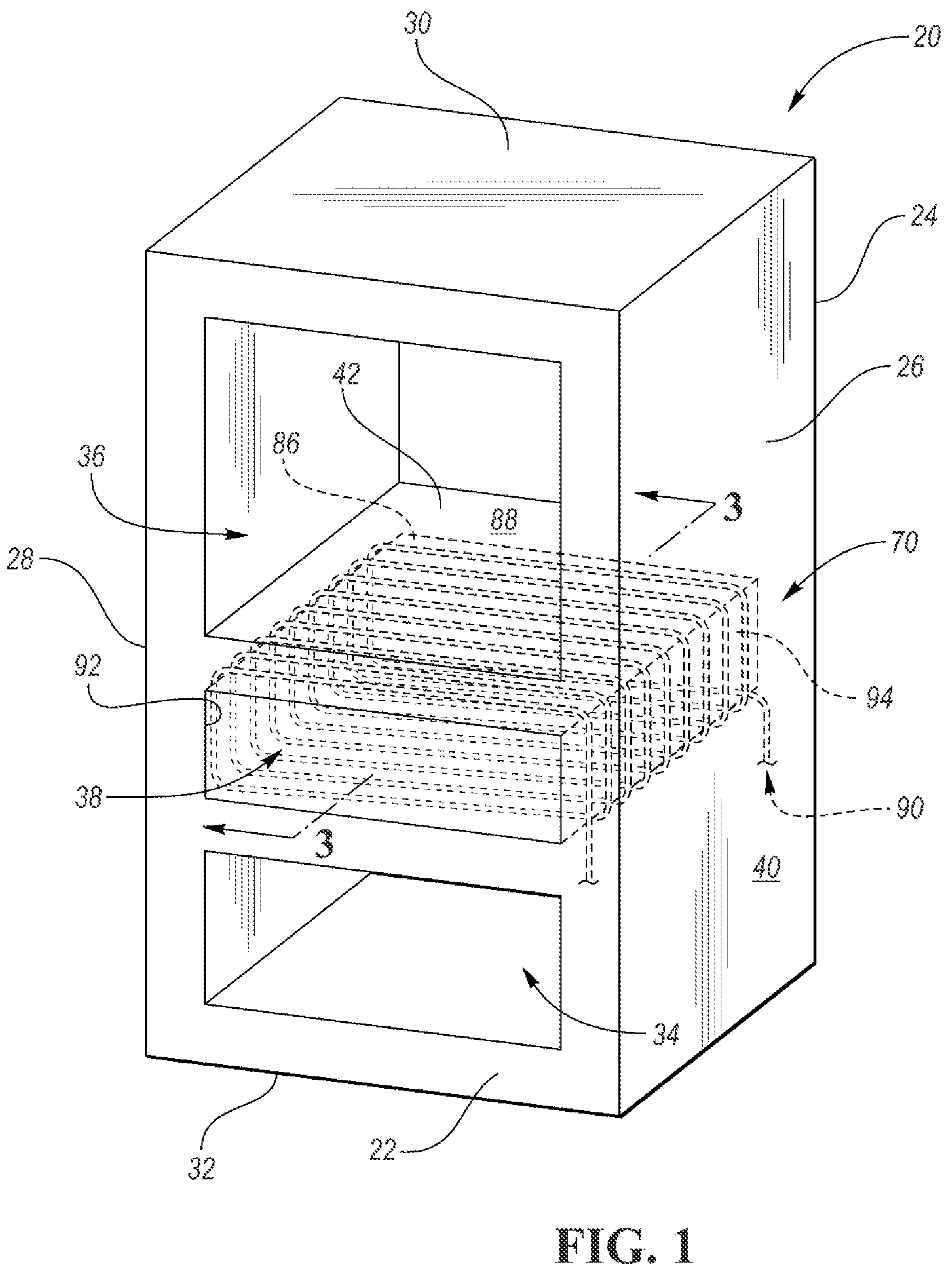 Patent US12092390 Figure 1 – Refrigerator appliance with convertible compartment