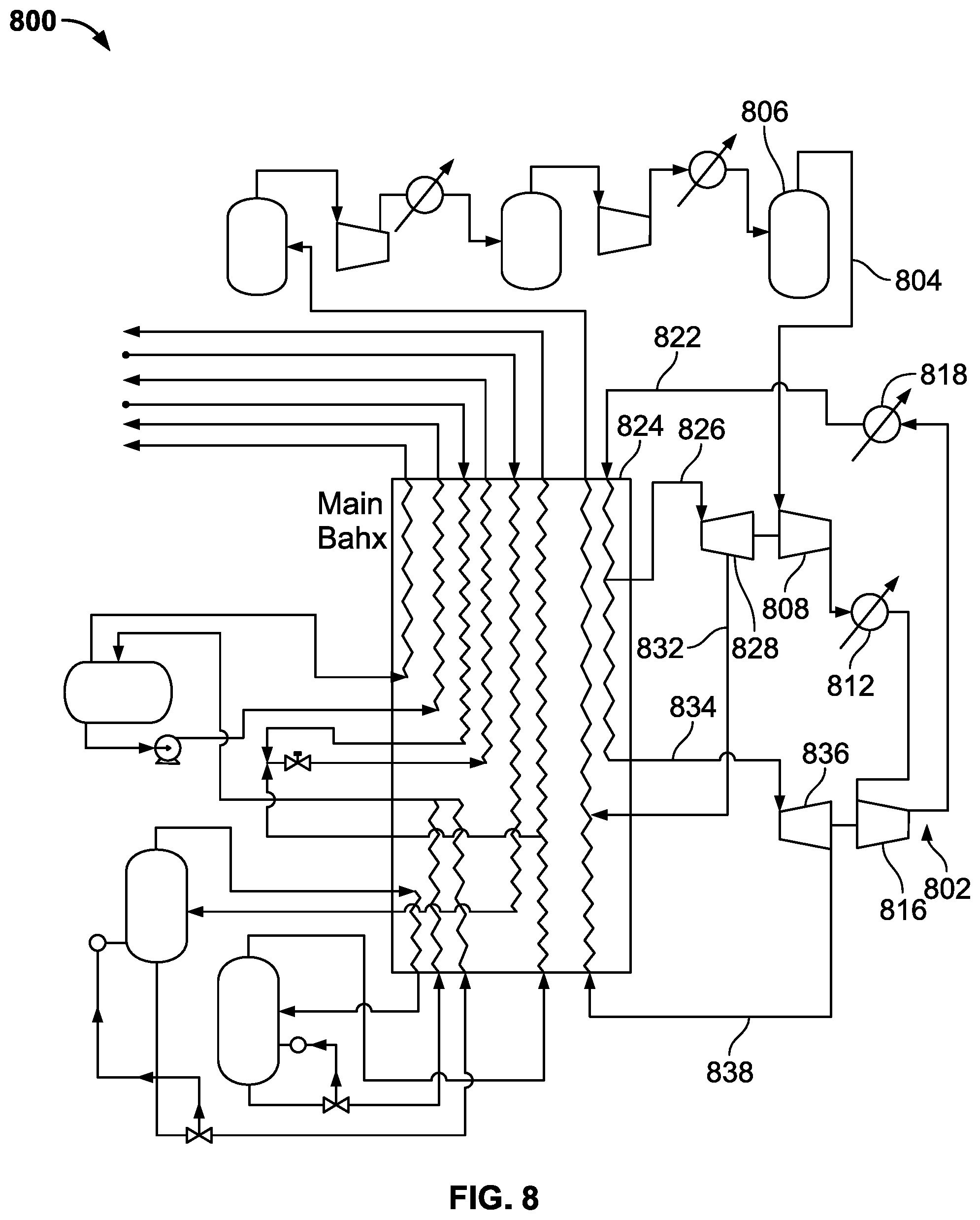 Patent US12092392 Figure 8 – Dehydrogenation separation unit with mixed refrigerant cooling