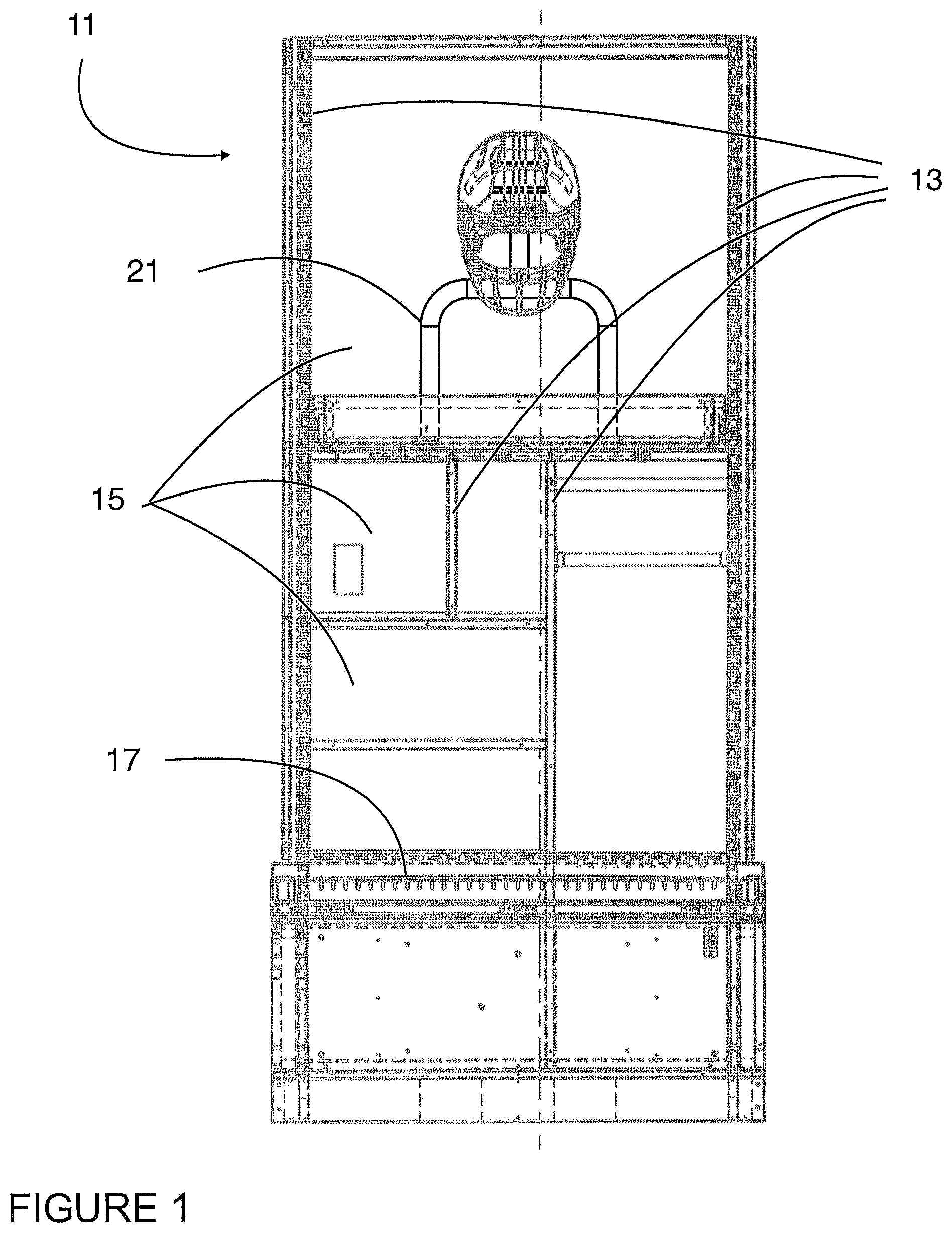 Patent US12092396 Figure 1 – Locker with equipment rack