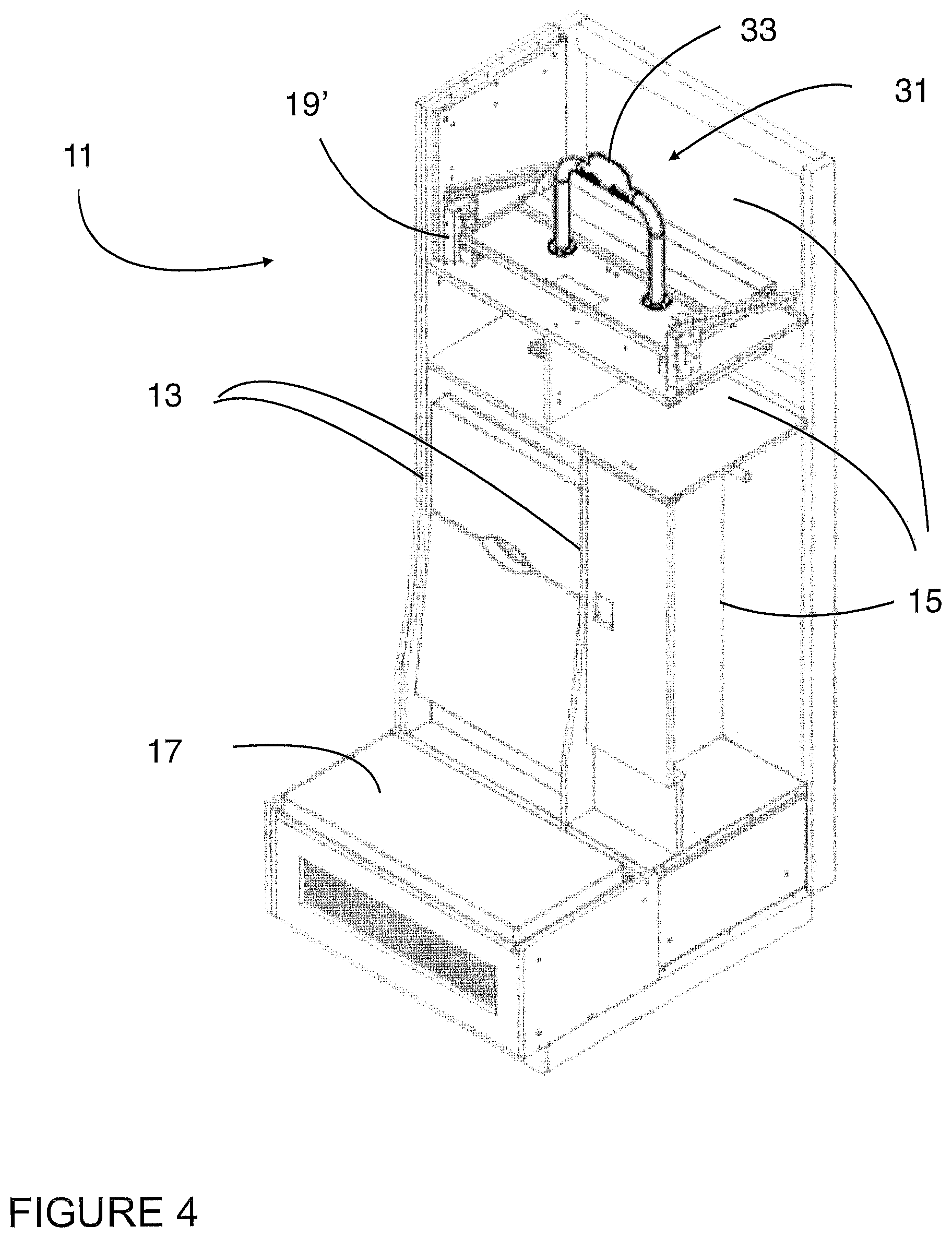 Patent US12092396 Figure 4 – Locker with equipment rack