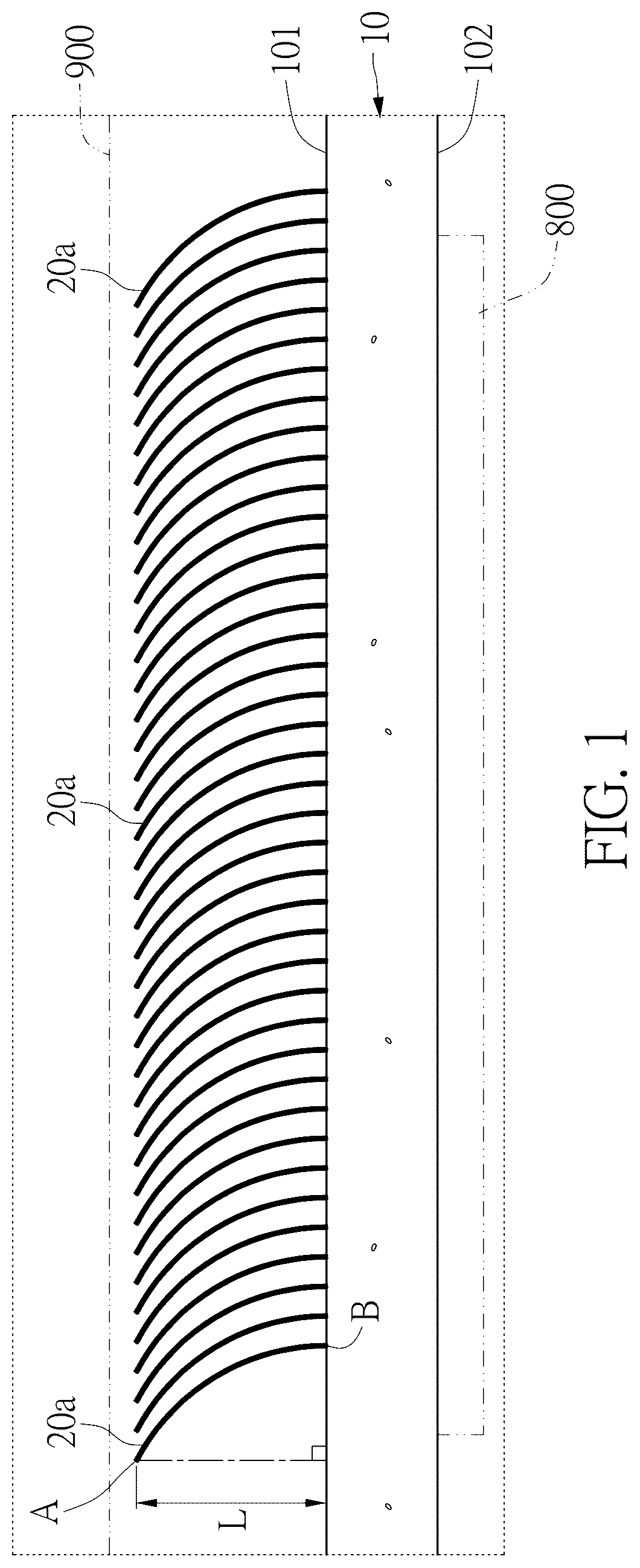 Patent US12092406 Figure 1 – Two-phase immersion-type heat dissipation structure having non-vertical fins