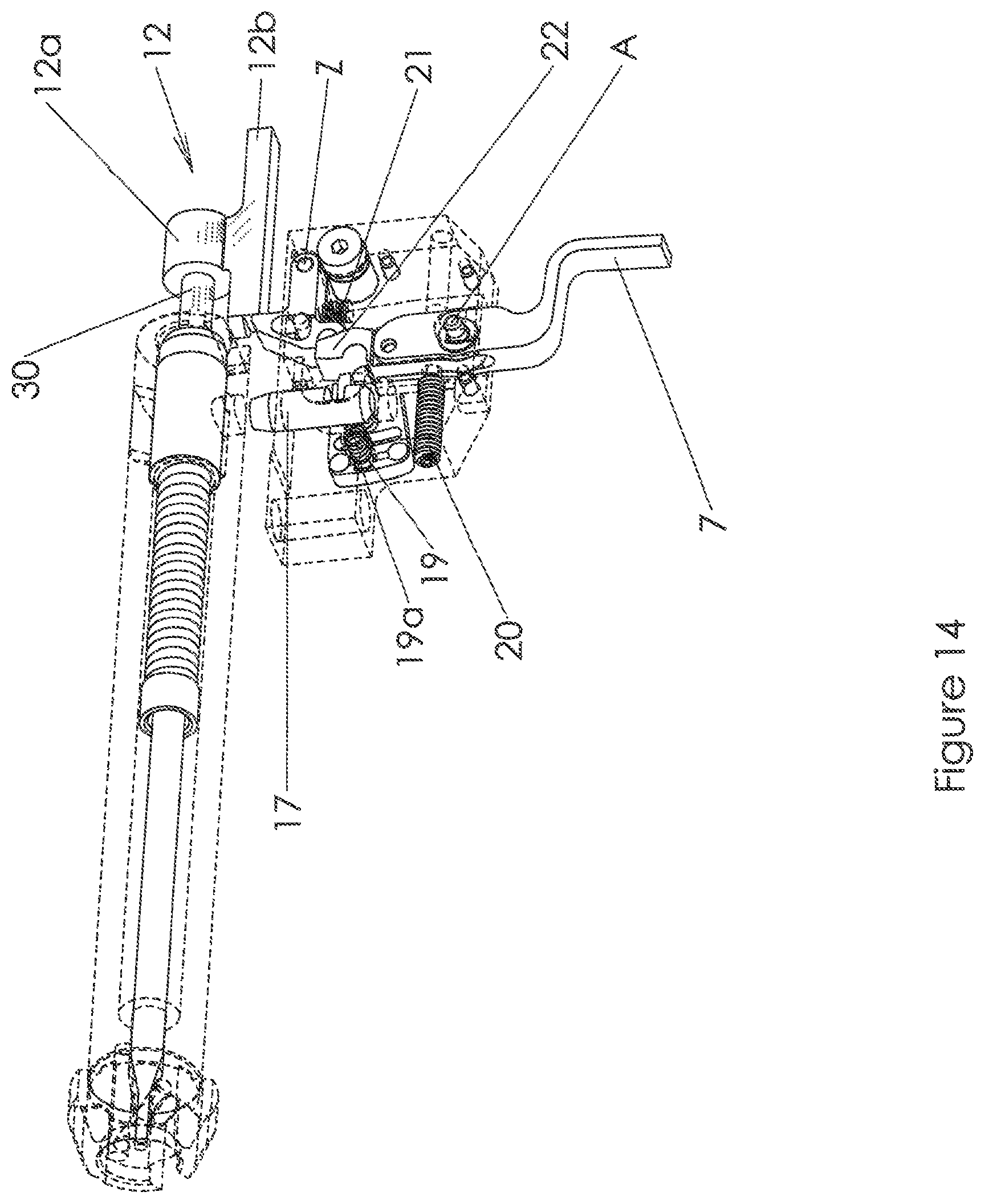 Patent US12092409 Figure 14 – Trigger mechanism for a rifle