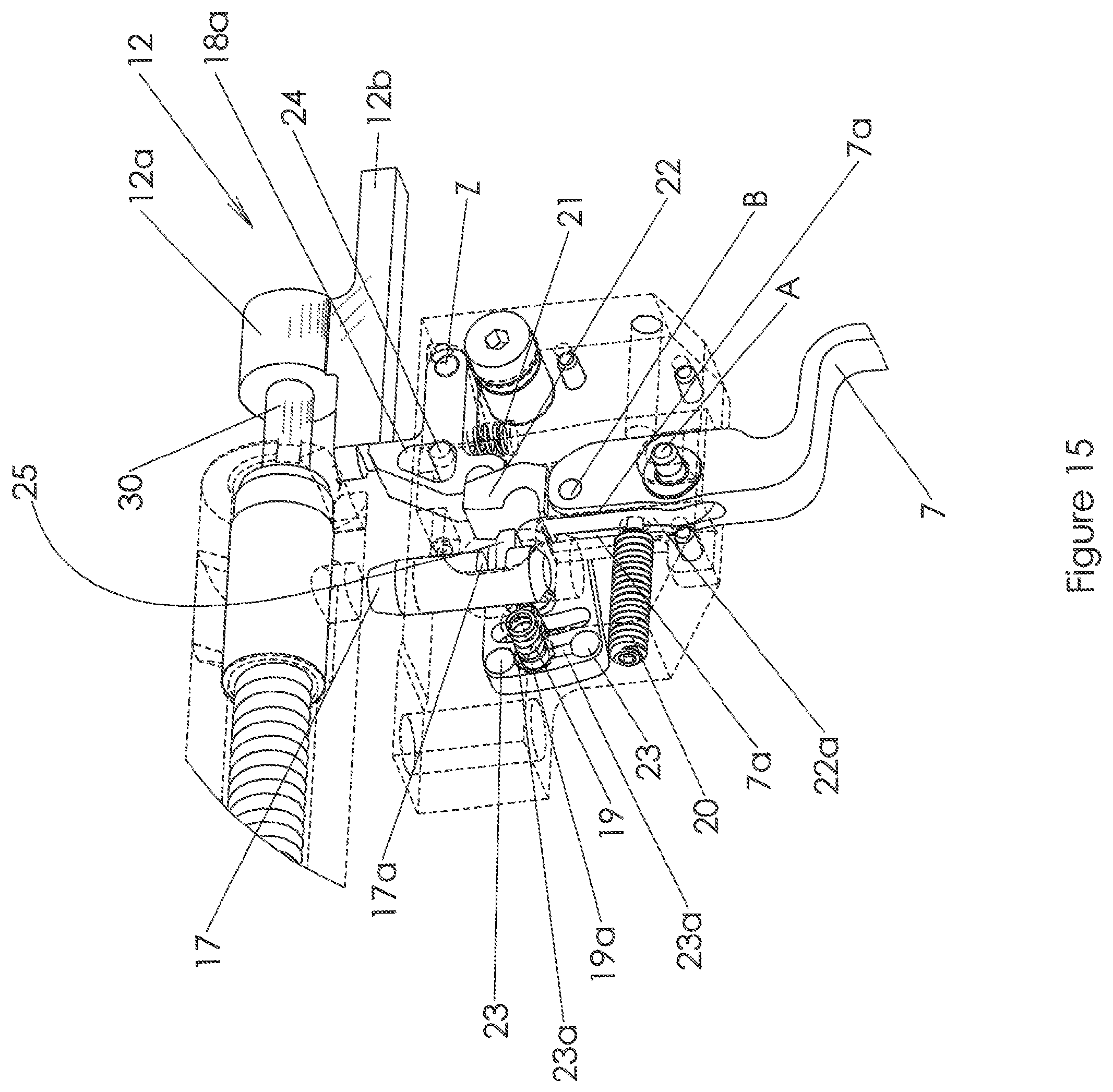 Patent US12092409 Figure 15 – Trigger mechanism for a rifle