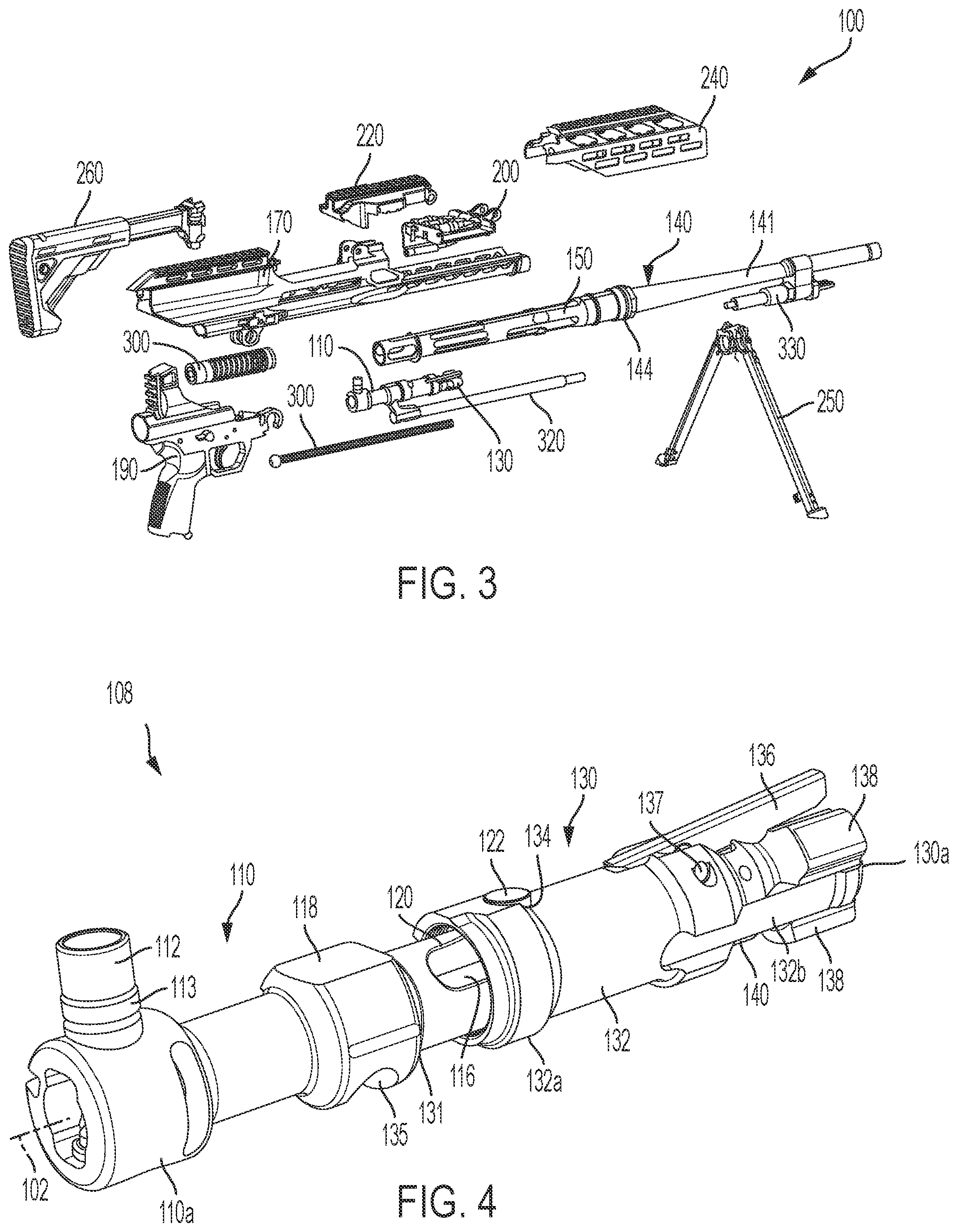 Patent US12092414 Figure 2 – Recoil assembly for a machine gun