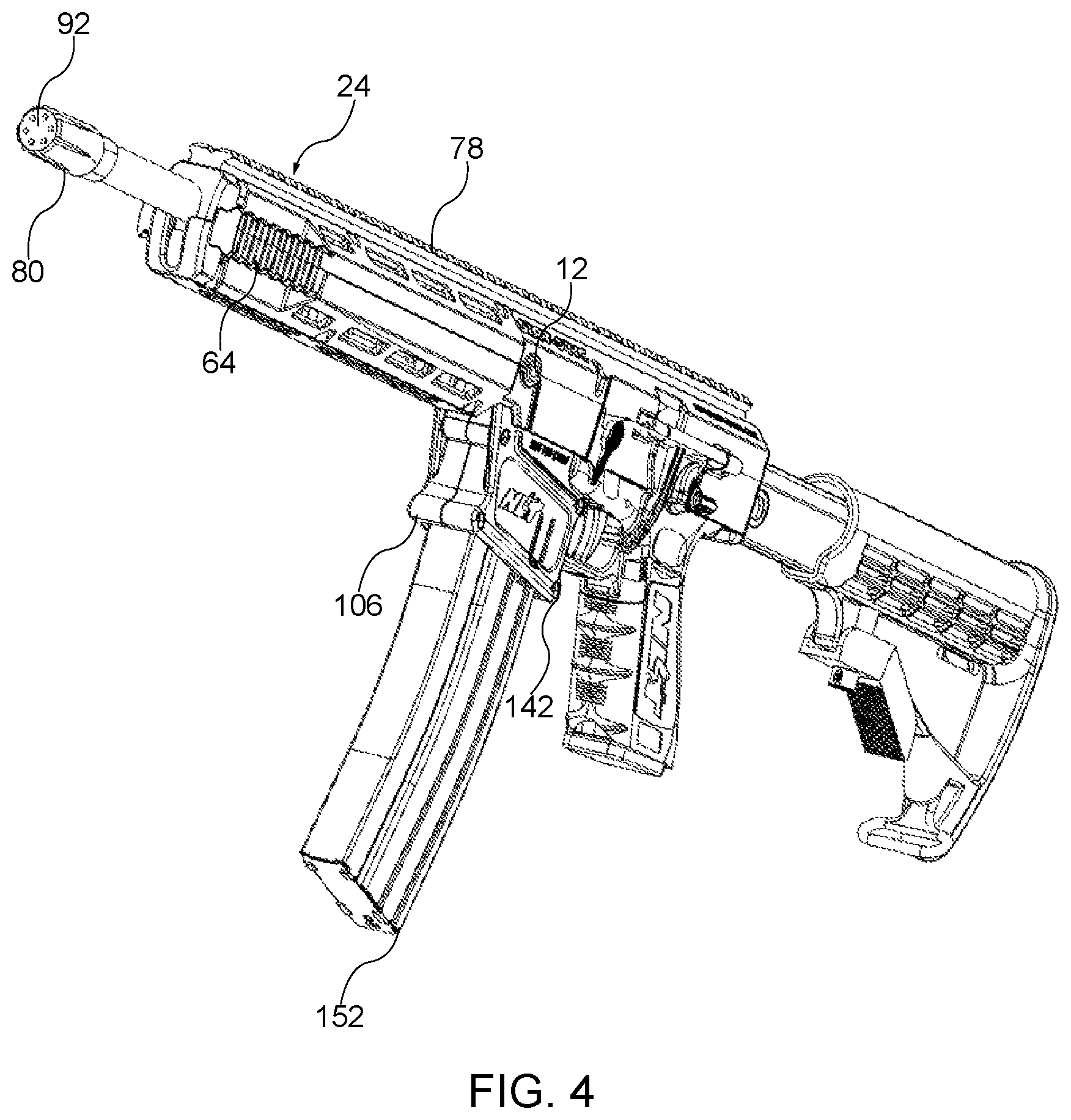 Patent US12092418 Figure 4 – Integrated pistol and rifle training method and apparatus