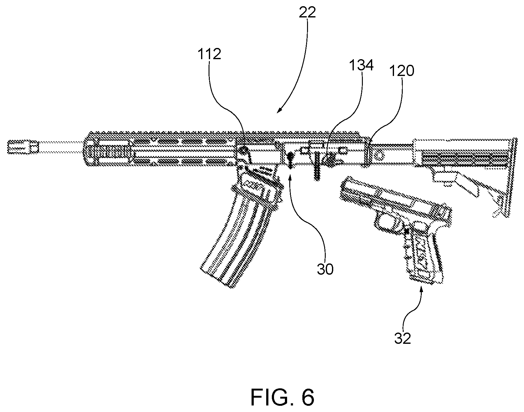 Patent US12092418 Figure 6 – Integrated pistol and rifle training method and apparatus