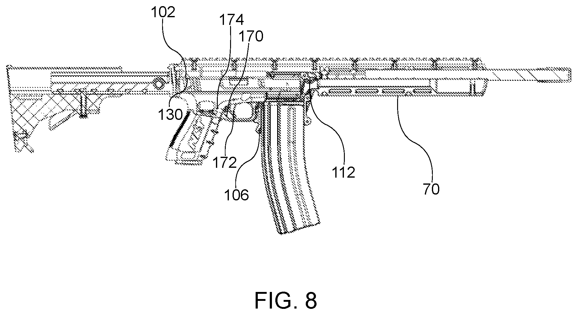 Patent US12092418 Figure 8 – Integrated pistol and rifle training method and apparatus
