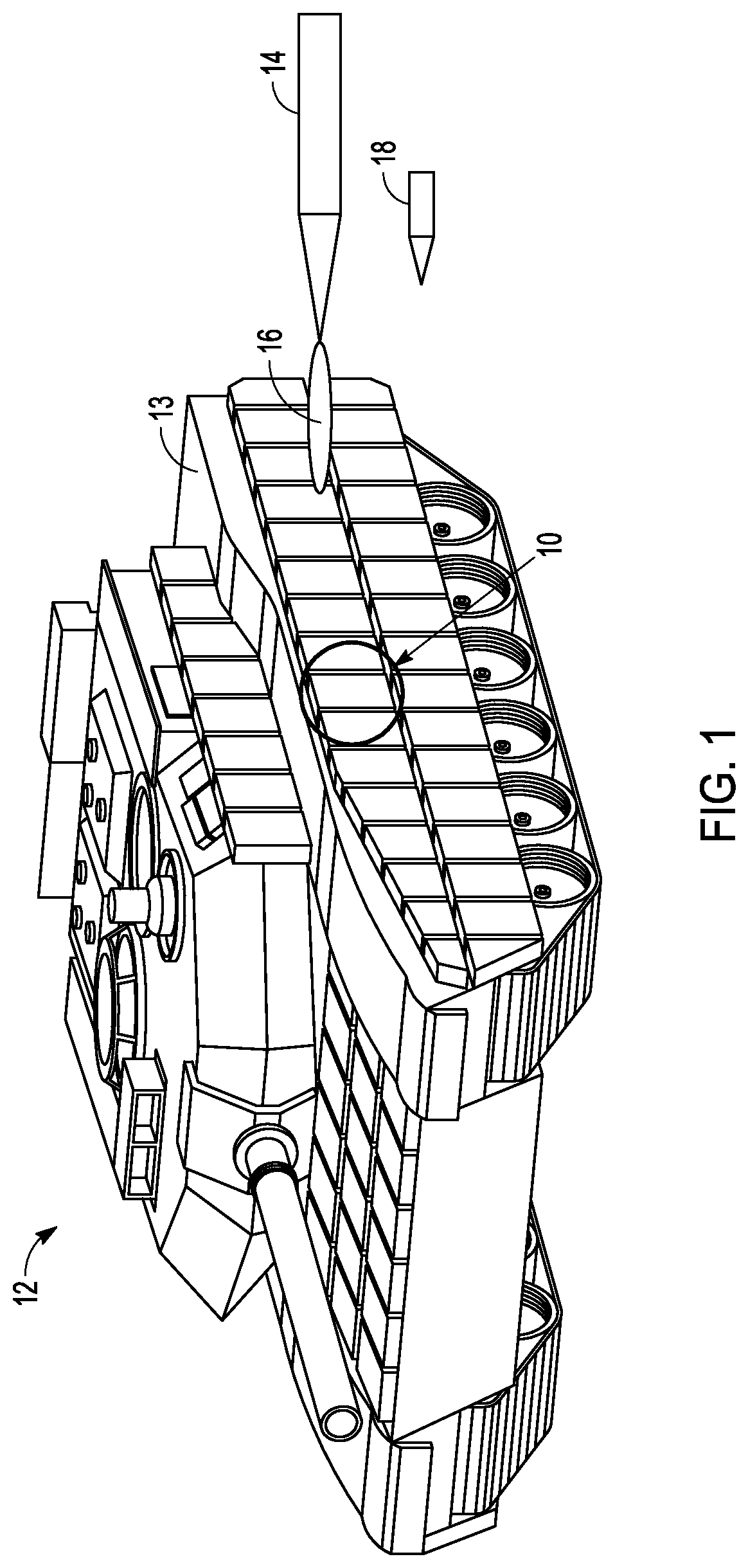 Patent US12092434 Figure 1 – Asymmetric explosive reactive armor (ERA)