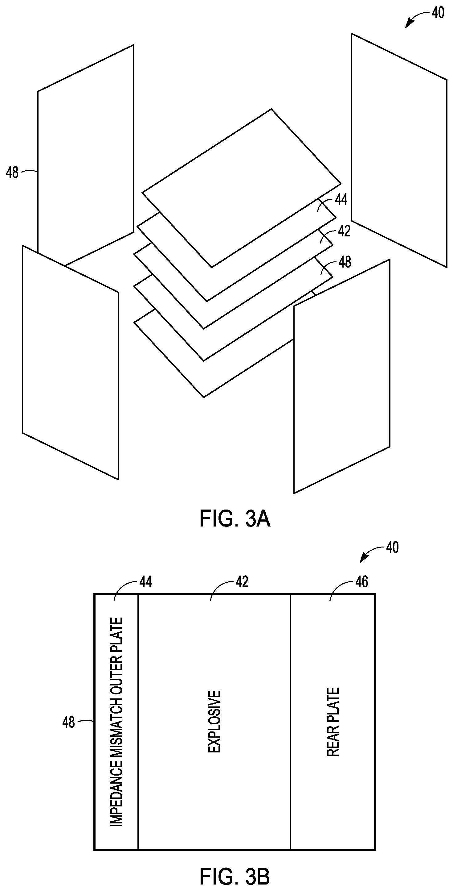 Patent US12092434 Figure 3 – Asymmetric explosive reactive armor (ERA)