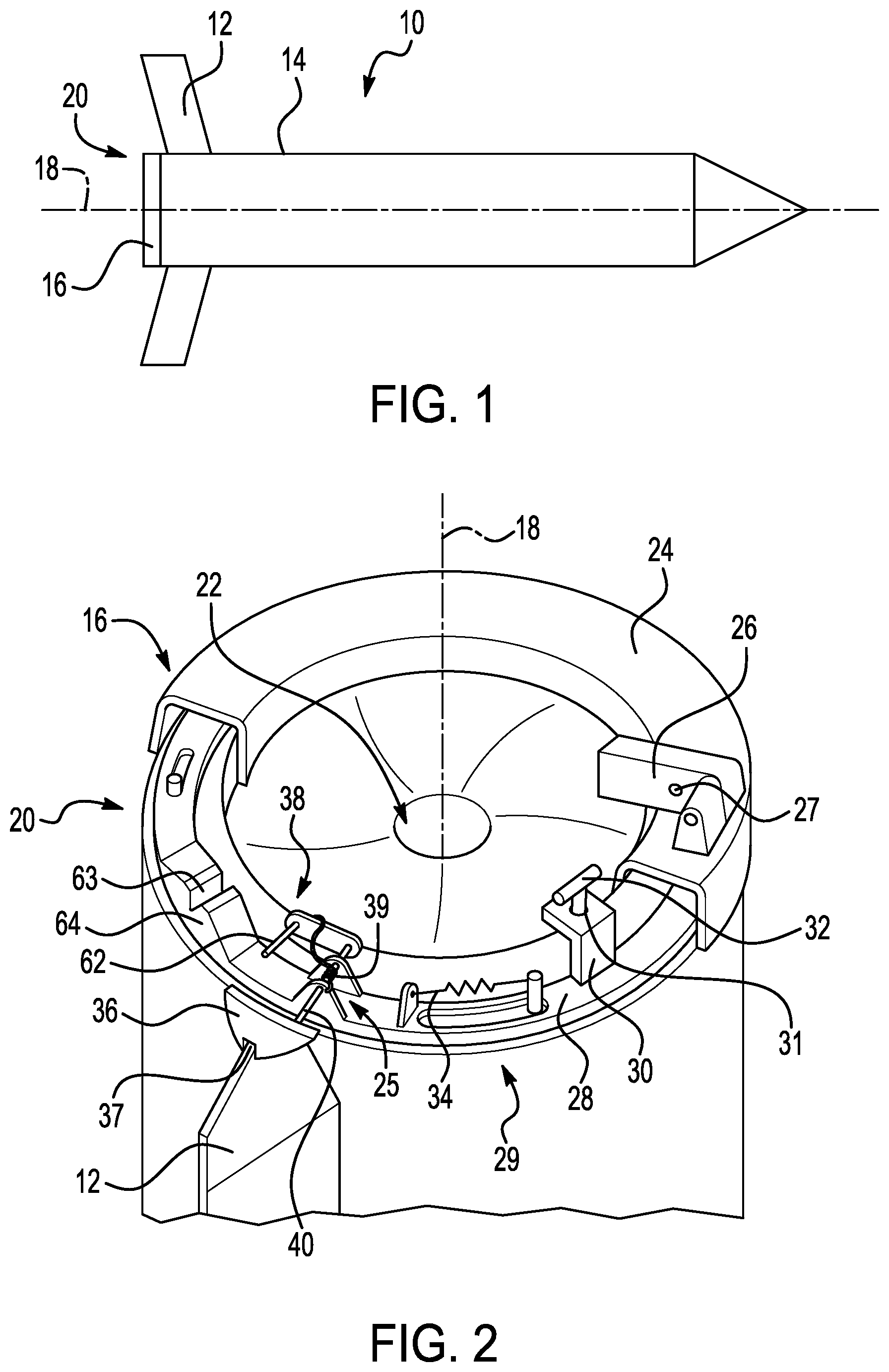 Patent US12092436 Figure 1 – Control surface restraining system for tactical flight vehicles