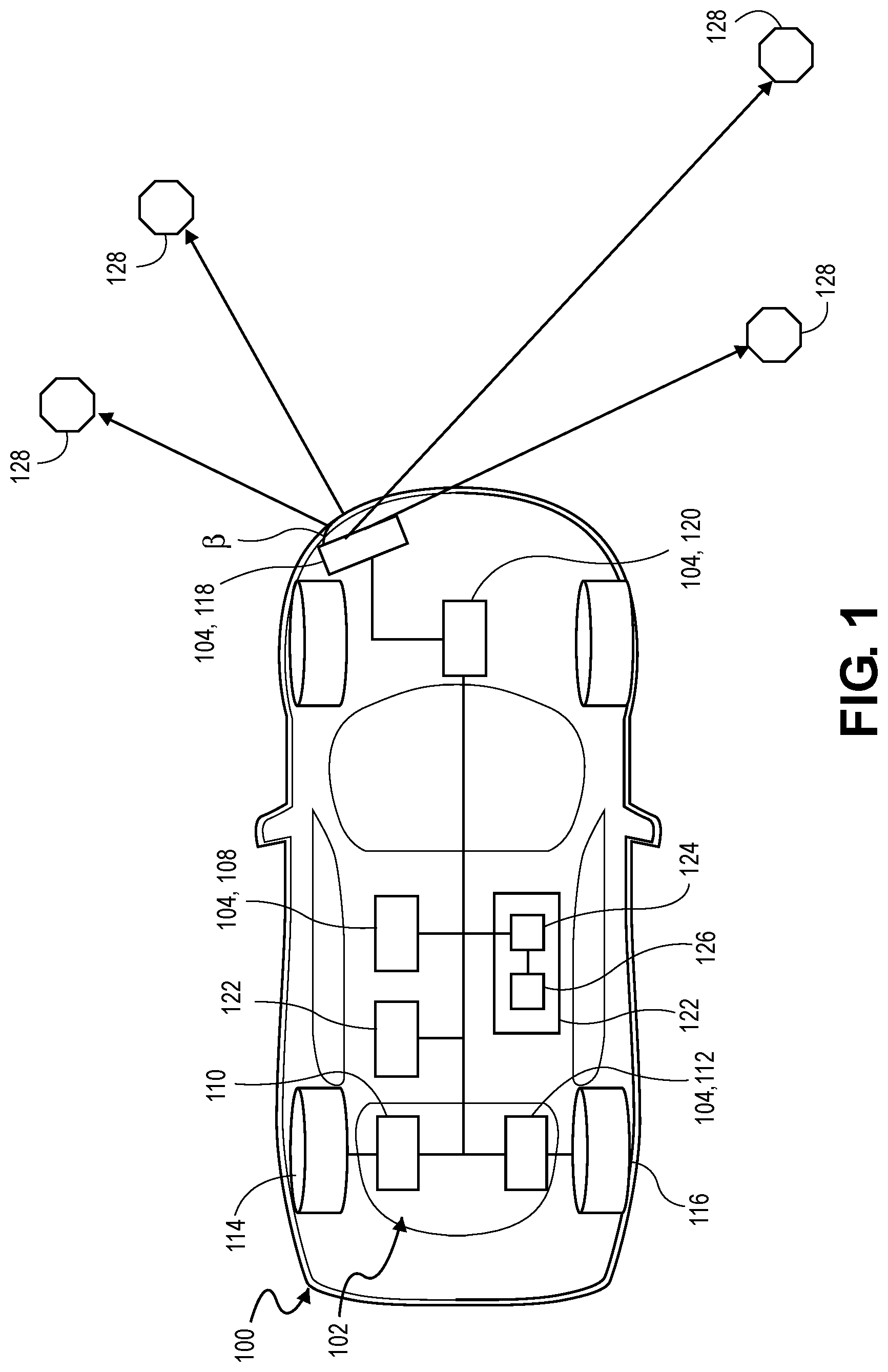 Patent US12092458 Figure 1 – System and process for correcting gyroscope drift for a motor vehicle