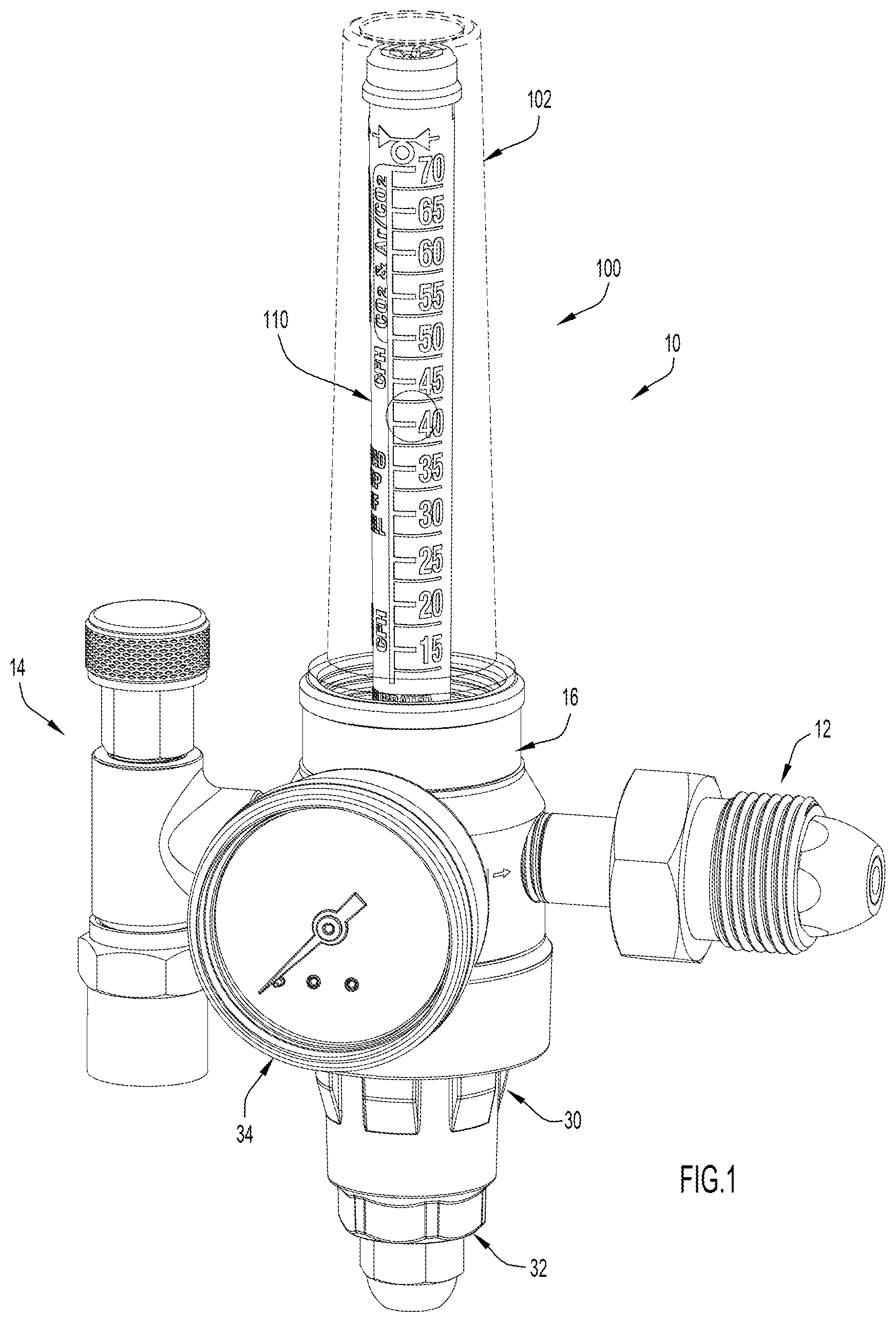 Patent US12092486 — Flow gauge and flow gauge scale assembly — Figure 1