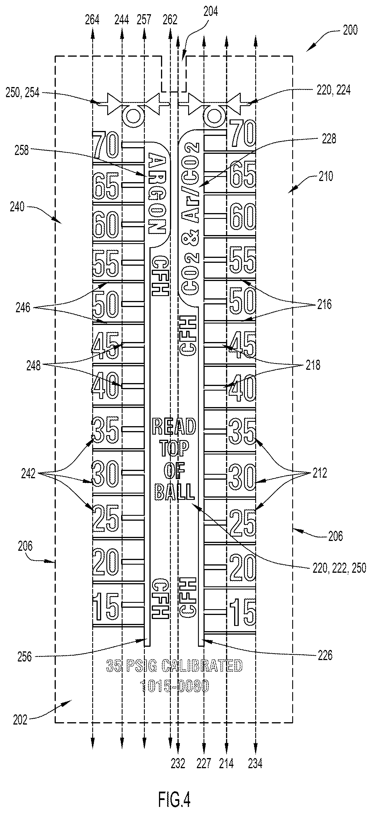 Patent US12092486 Figure 3 – Flow gauge and flow gauge scale assembly