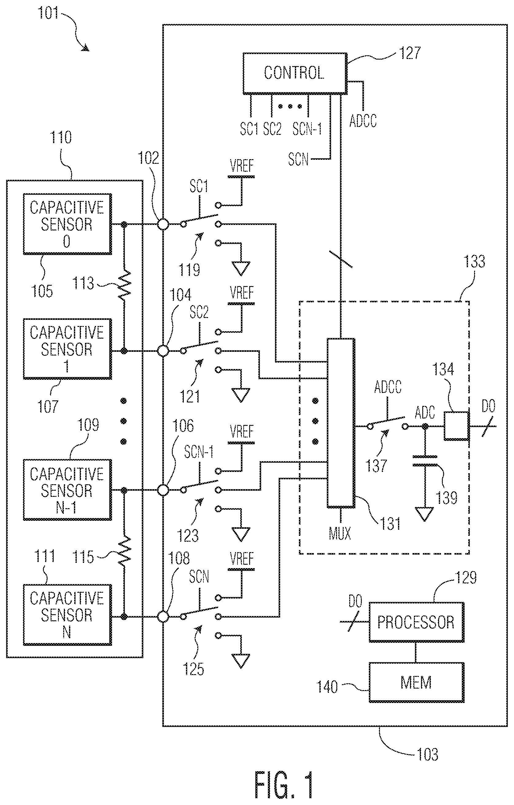 Patent US12092496 Figure 1 – Capacitive sensing