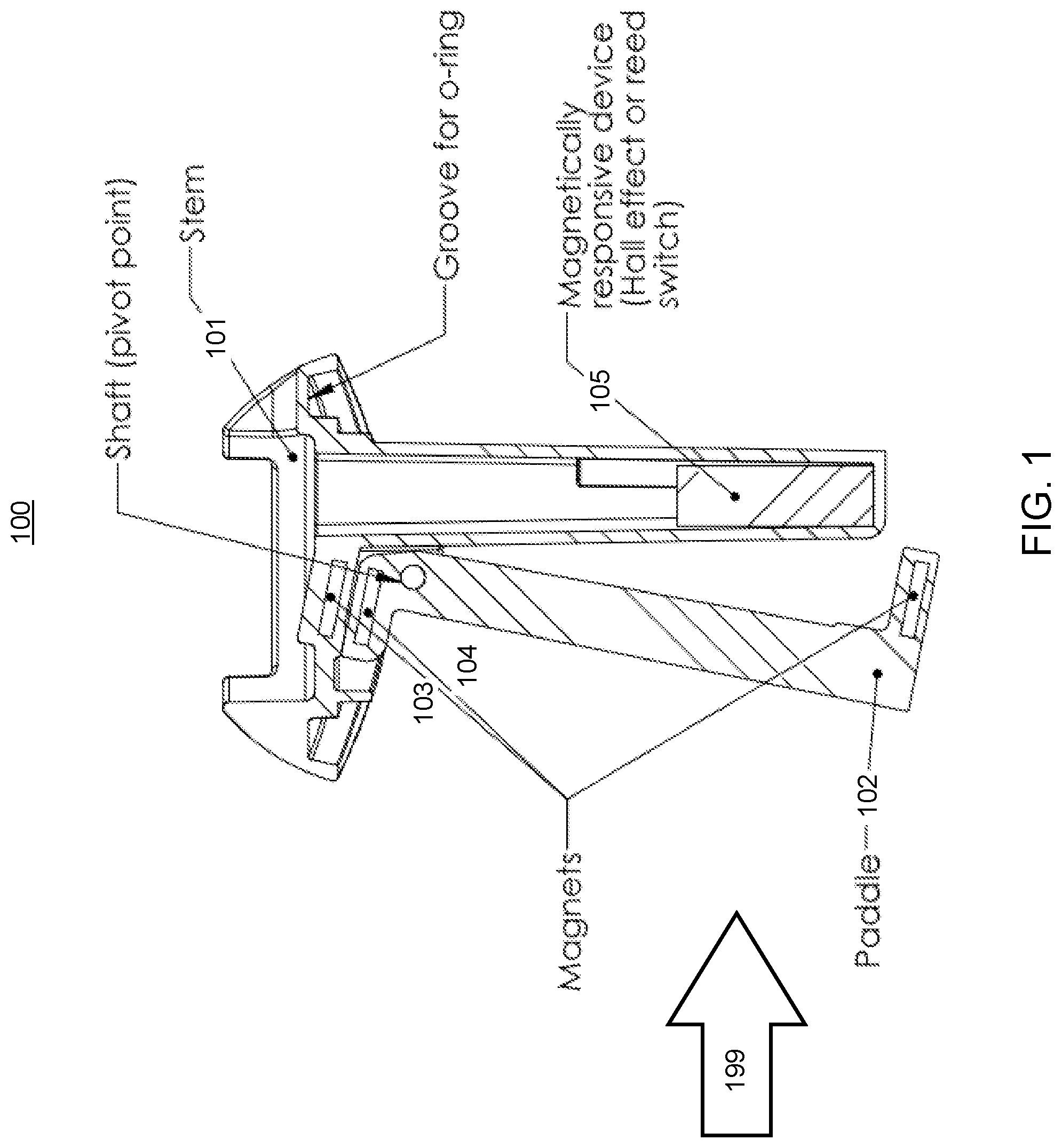 Patent US12092500 Figure 1 – Fluid flow detection device